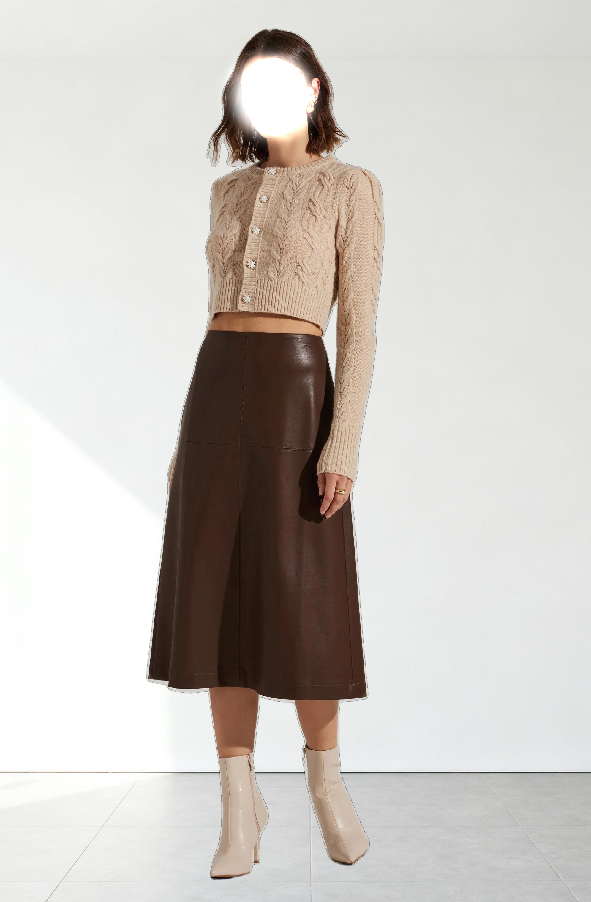 Peri Cable Knit Cropped Cardigan