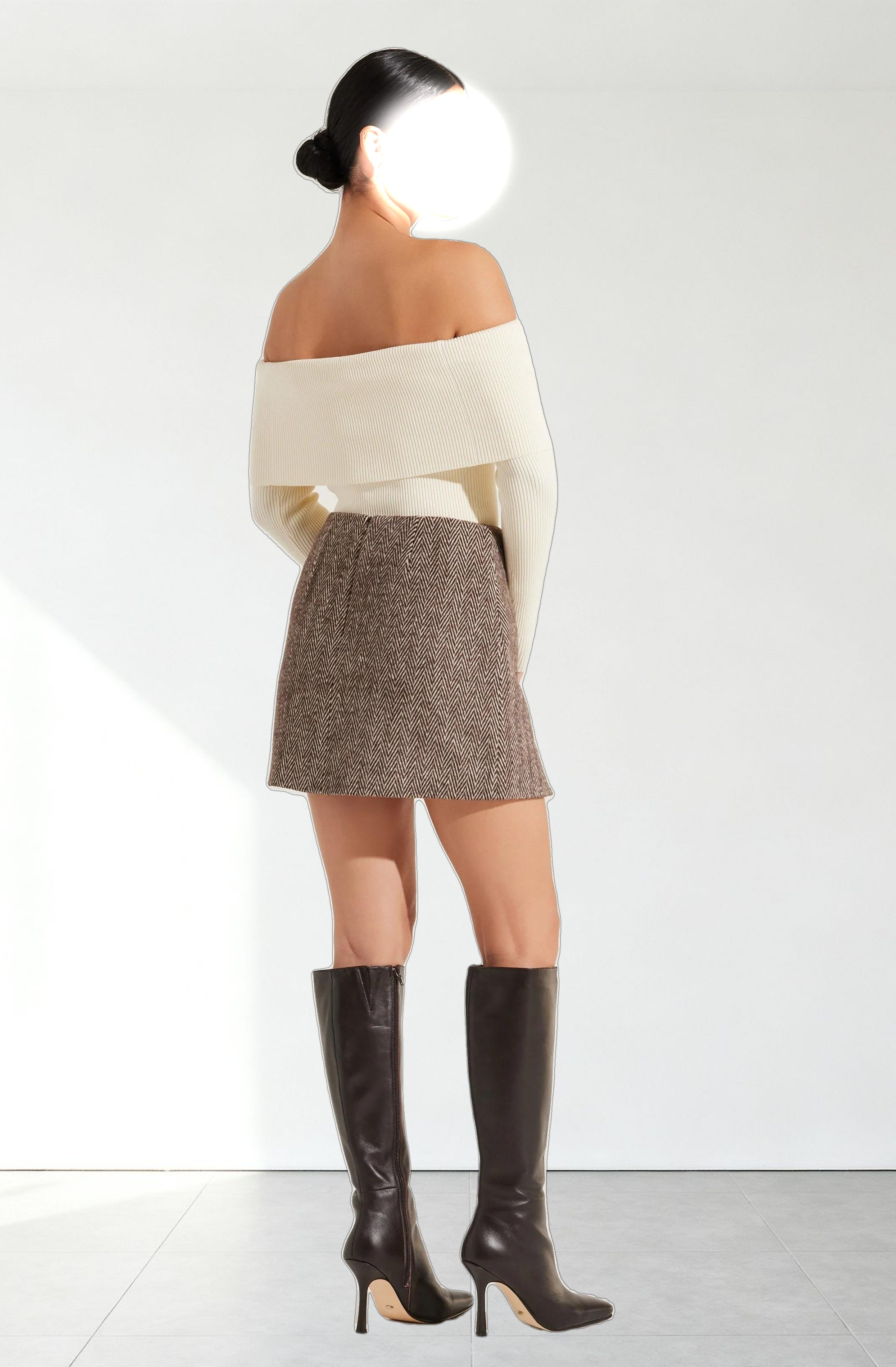 Foldover Ribbed Off Shoulder Sweater