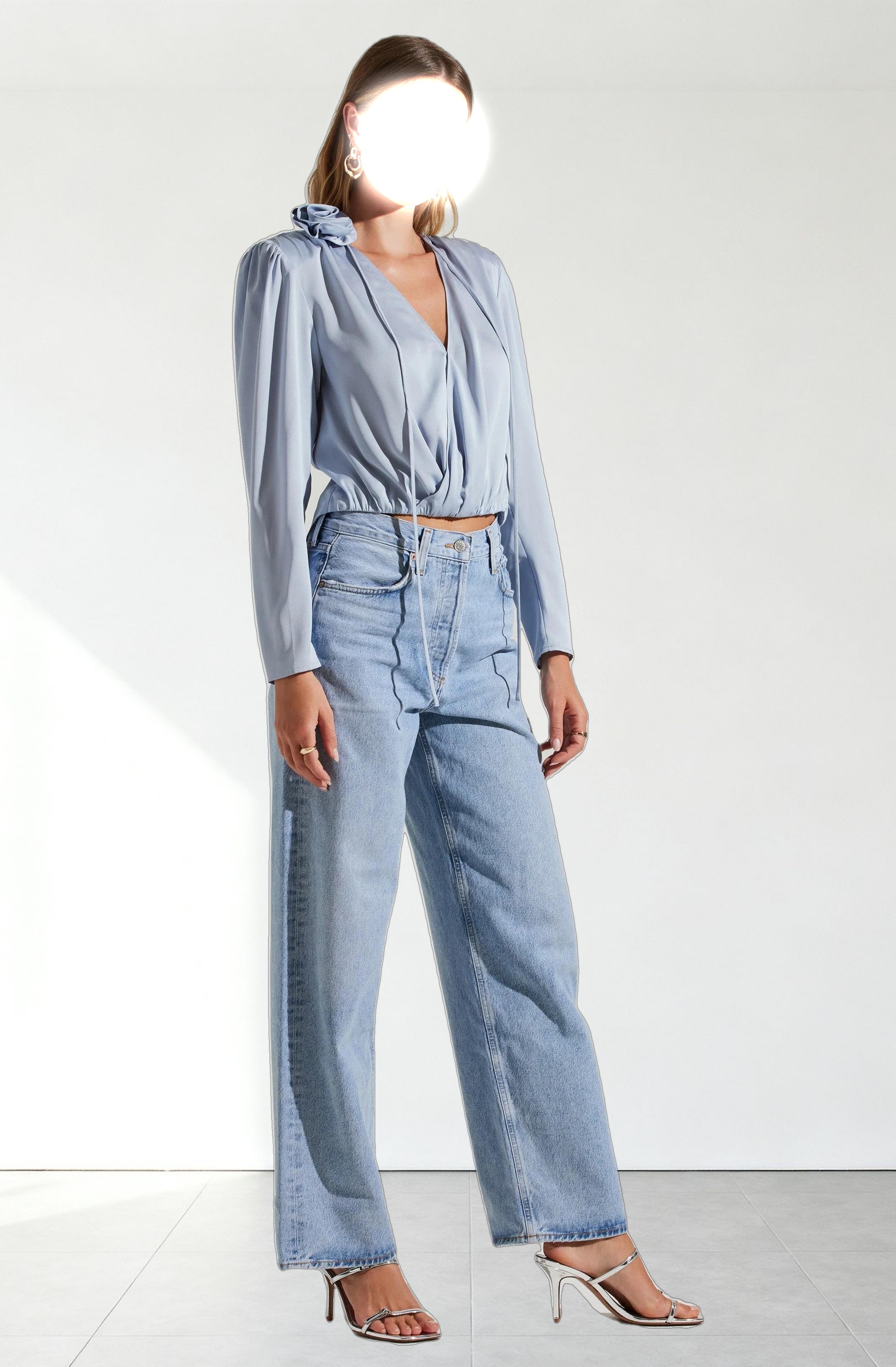 Lovisa Satin Long Sleeve Corsage Top