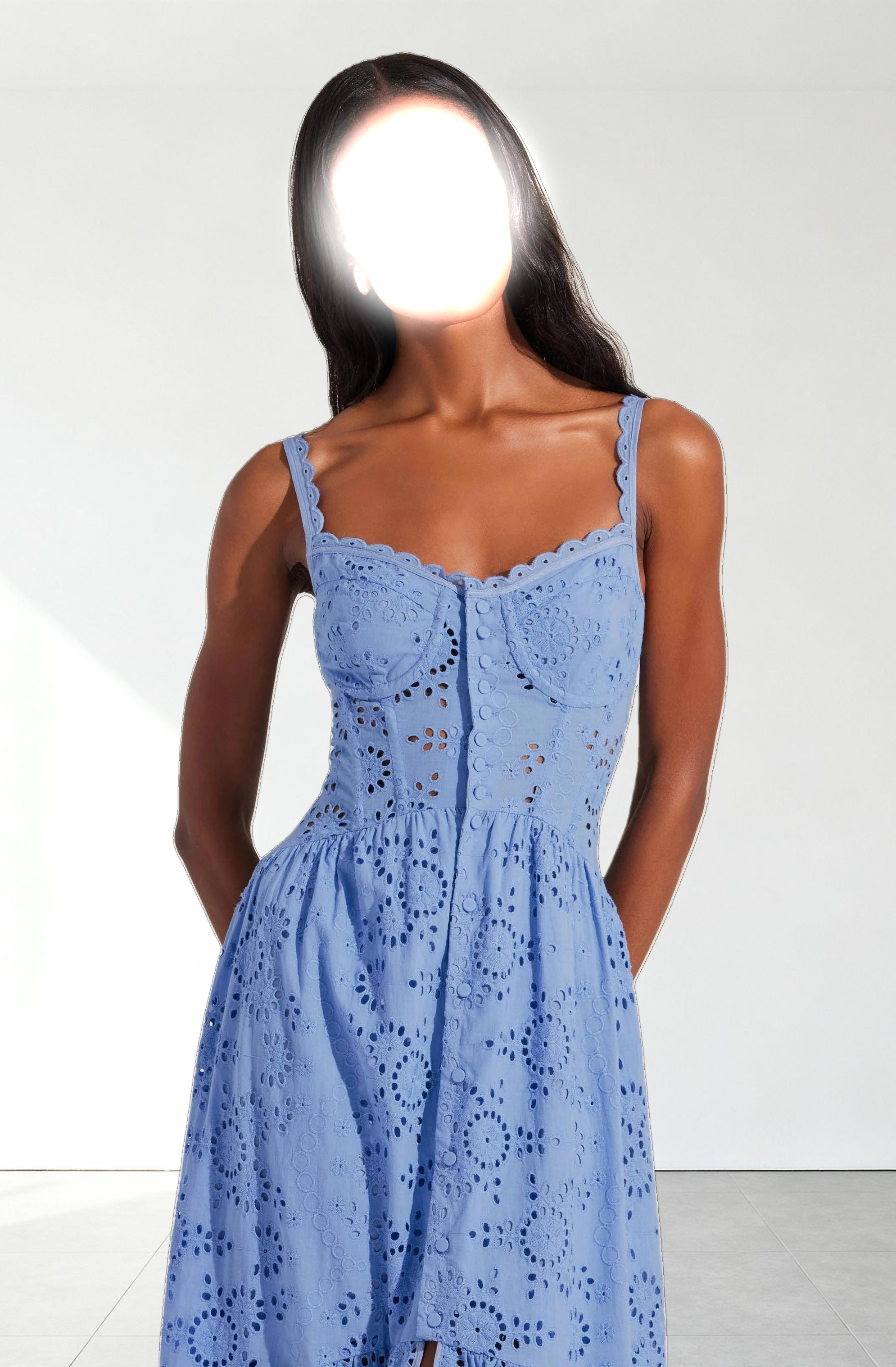 Yamila Eyelet Corset Midi Dress