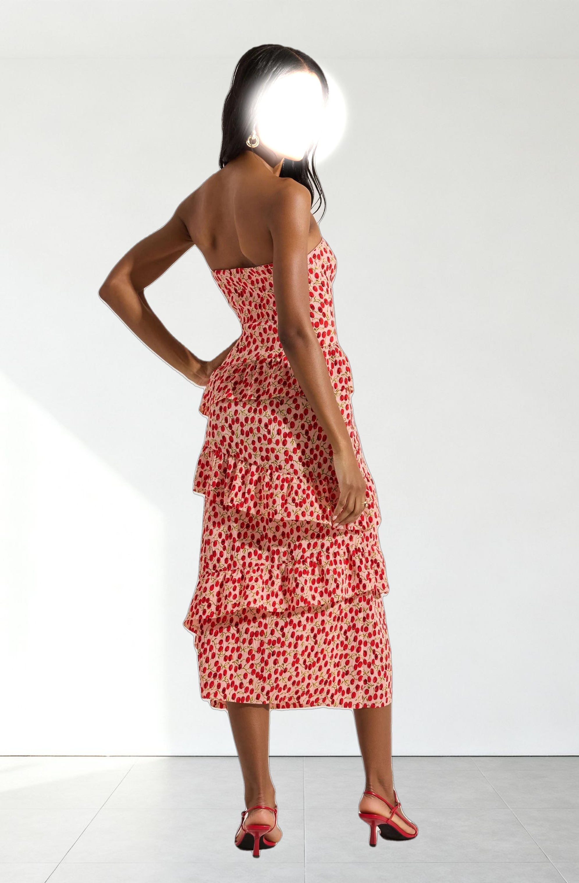 Asymmetrical Tiered Ruffle Midi Dress