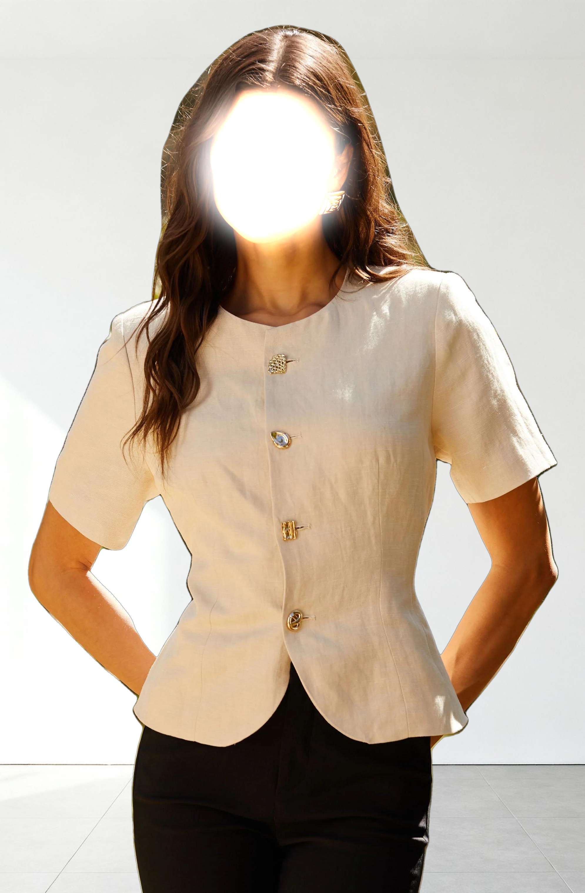 Saige Cutaway Linen Blend Jacket