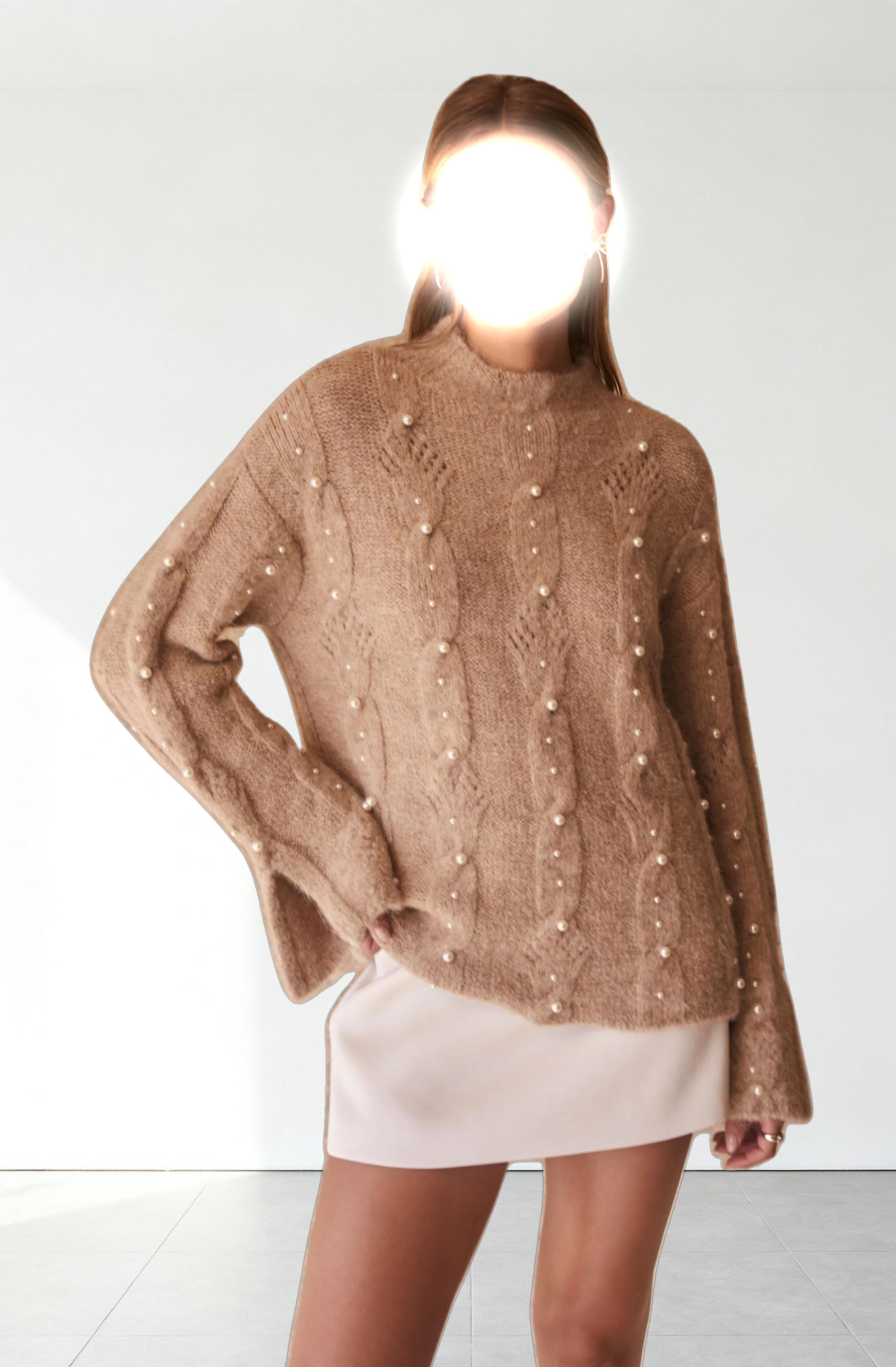 Kit Pearl Cable Knit Sweater