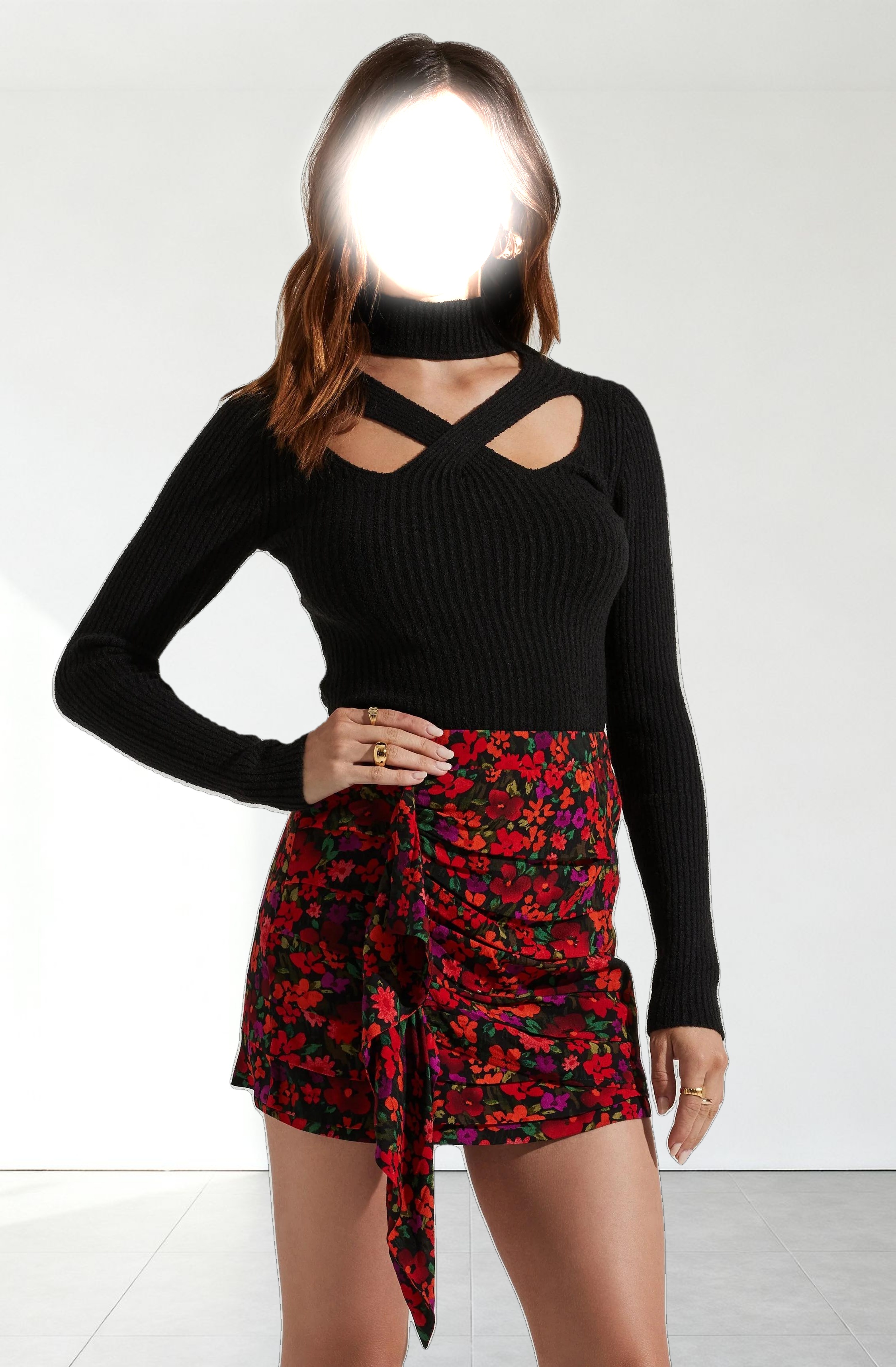 Antonella Mock Neck Cutout Sweater