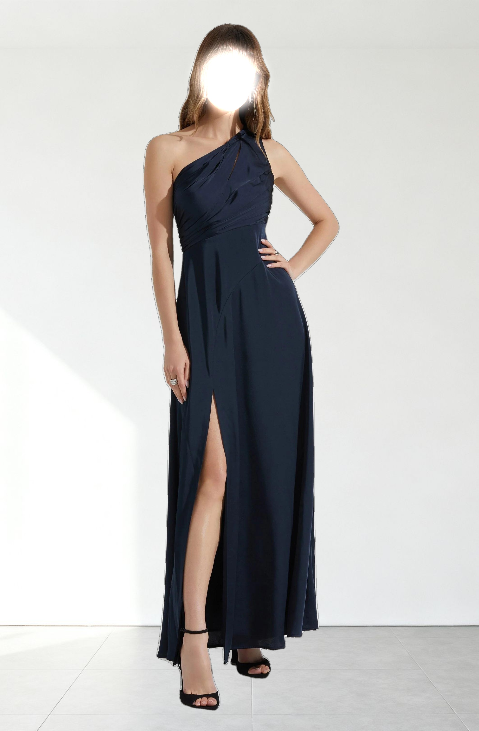 Atoila One Shoulder Satin Maxi Dress