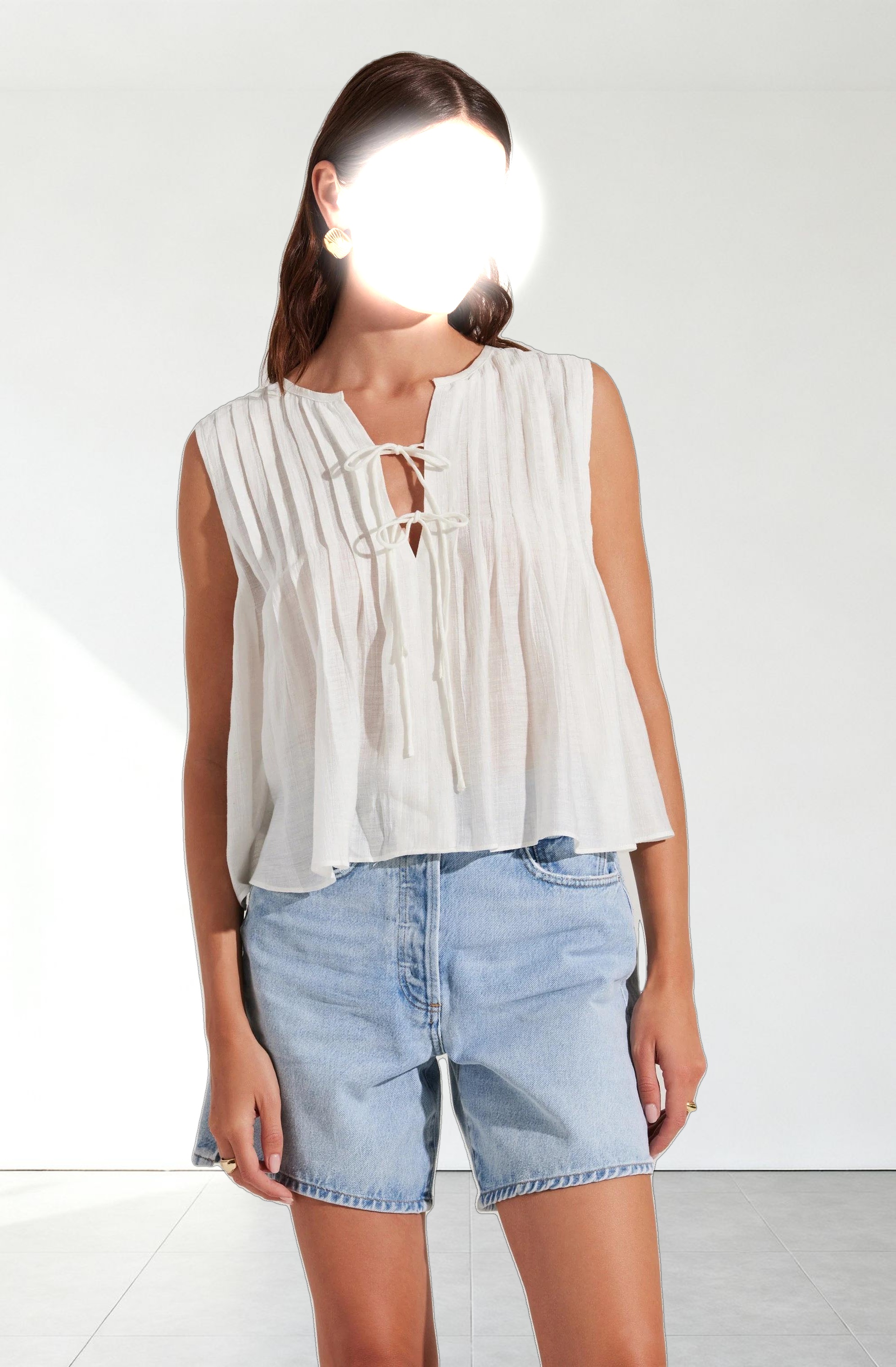 Lavanna Pleated Tie-Front Top