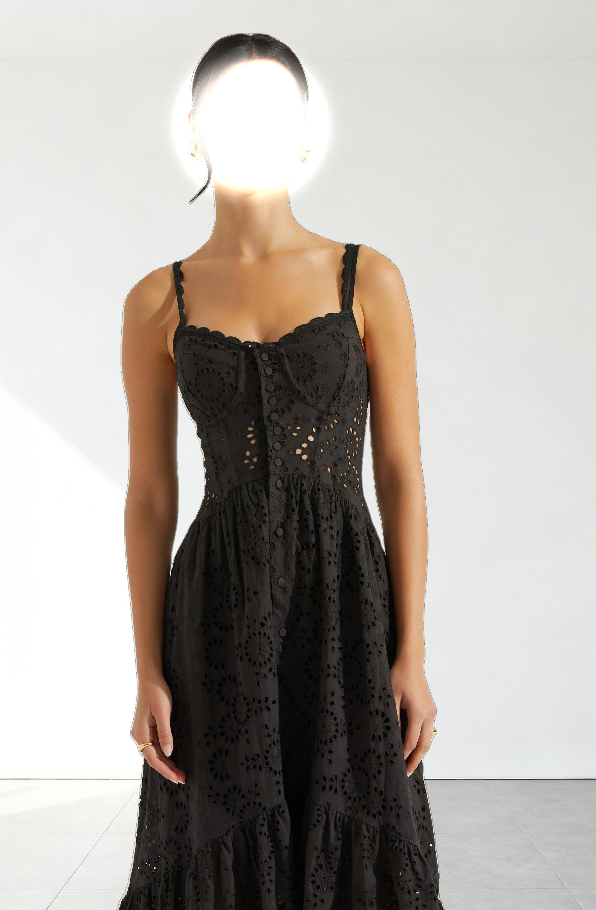 Yamila Eyelet Corset Midi Dress