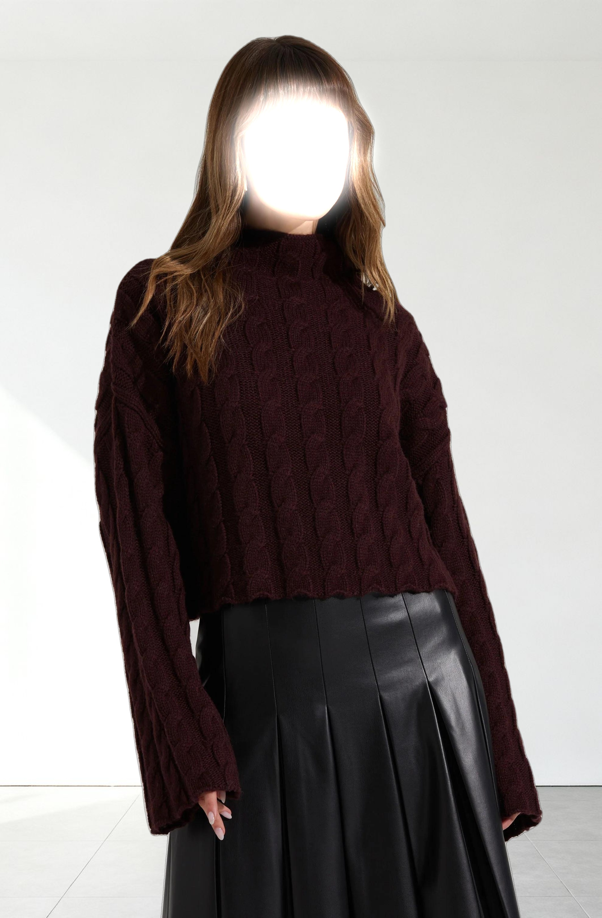 Sloan Cropped Cable Knit Sweater