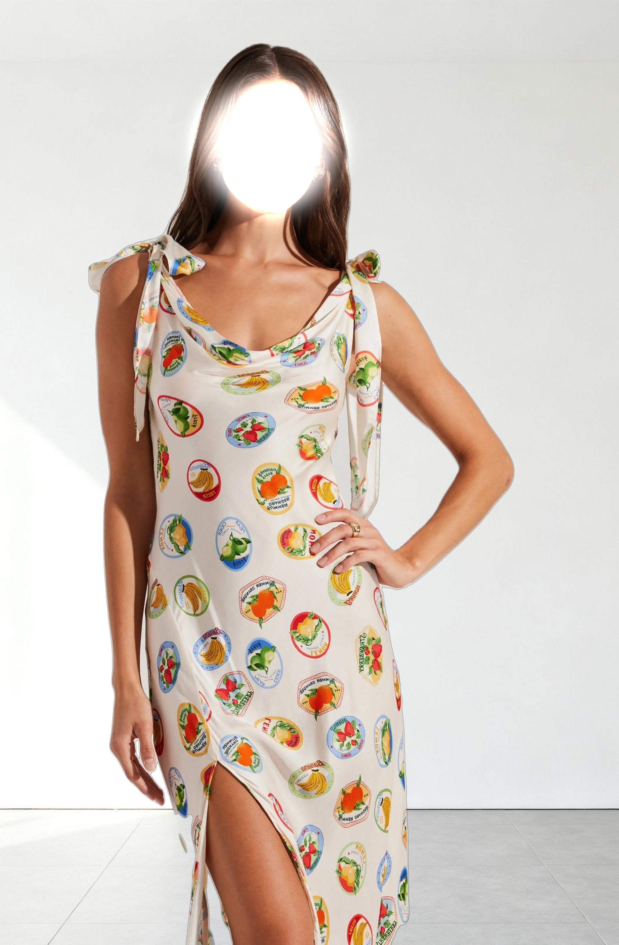 Allexina Satin Cowl Neck Midi Dress