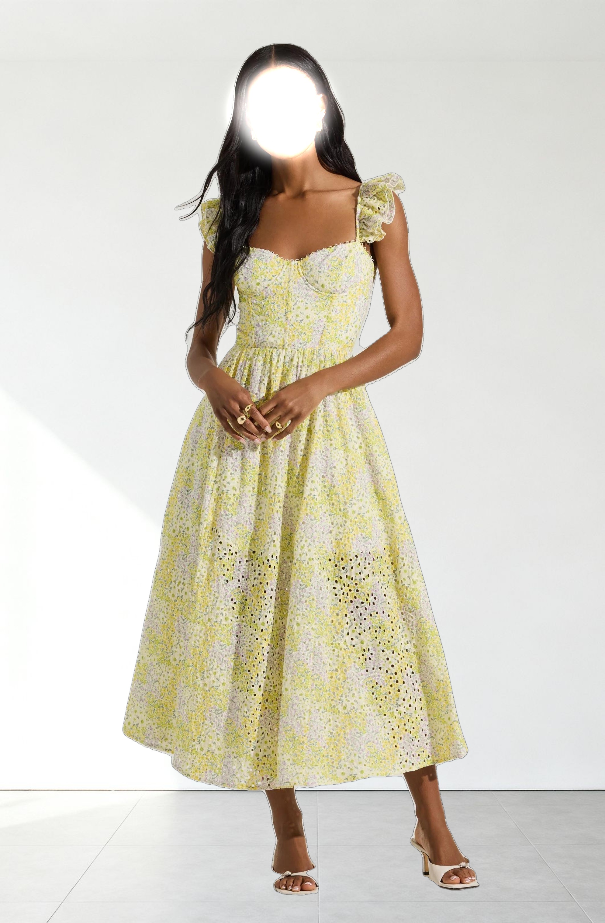 Wedelia Eyelet Bustier Midi Dress