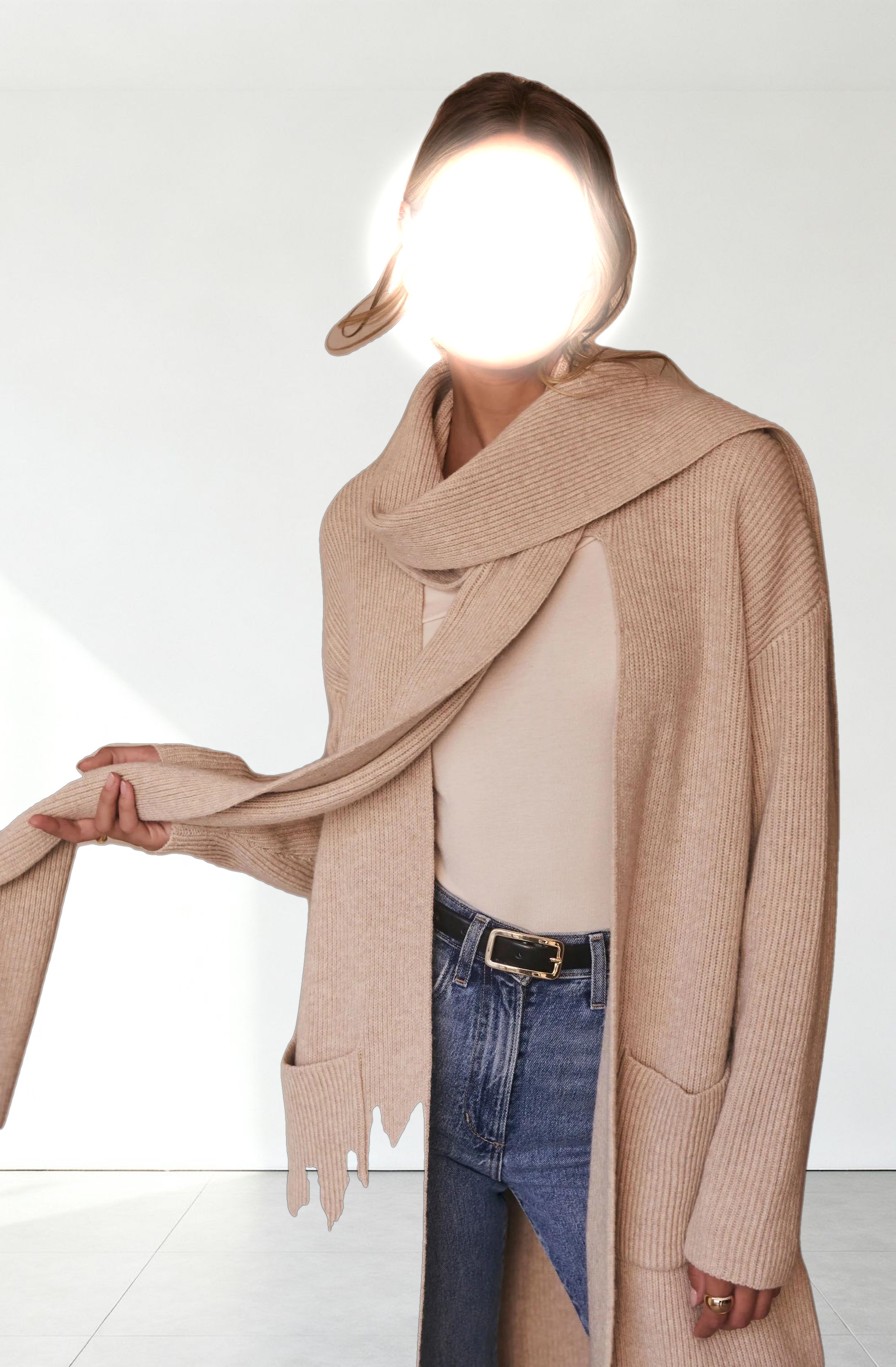 Noemi Ribbed Scarf Cardigan