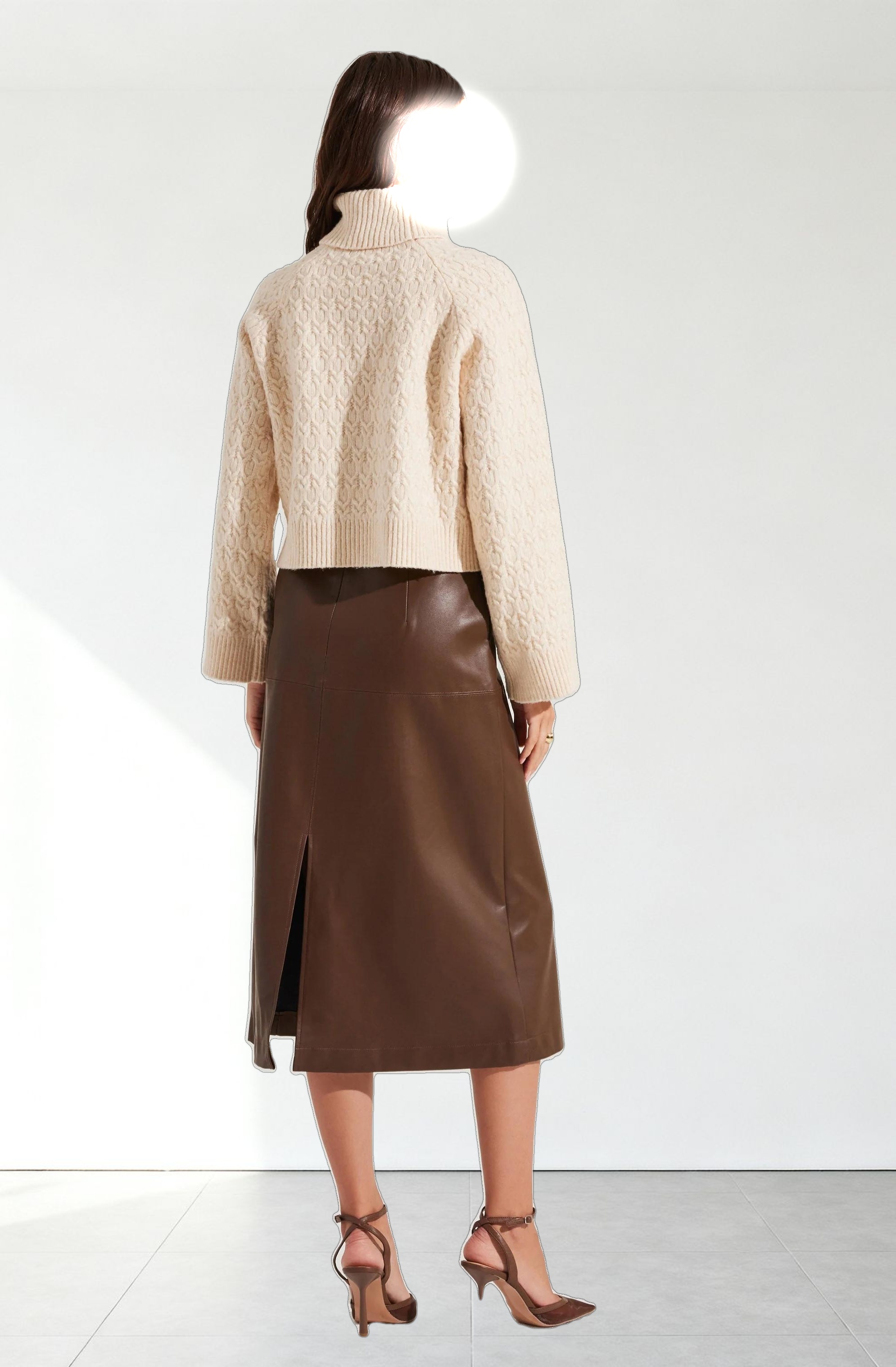 Textured Boxy Turtleneck Sweater