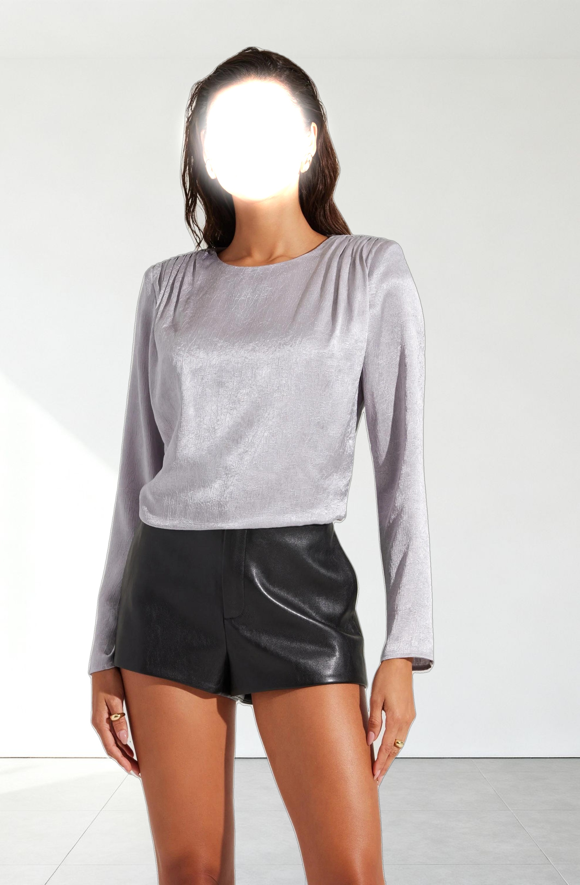 Aleannah Satin Long Sleeve Top