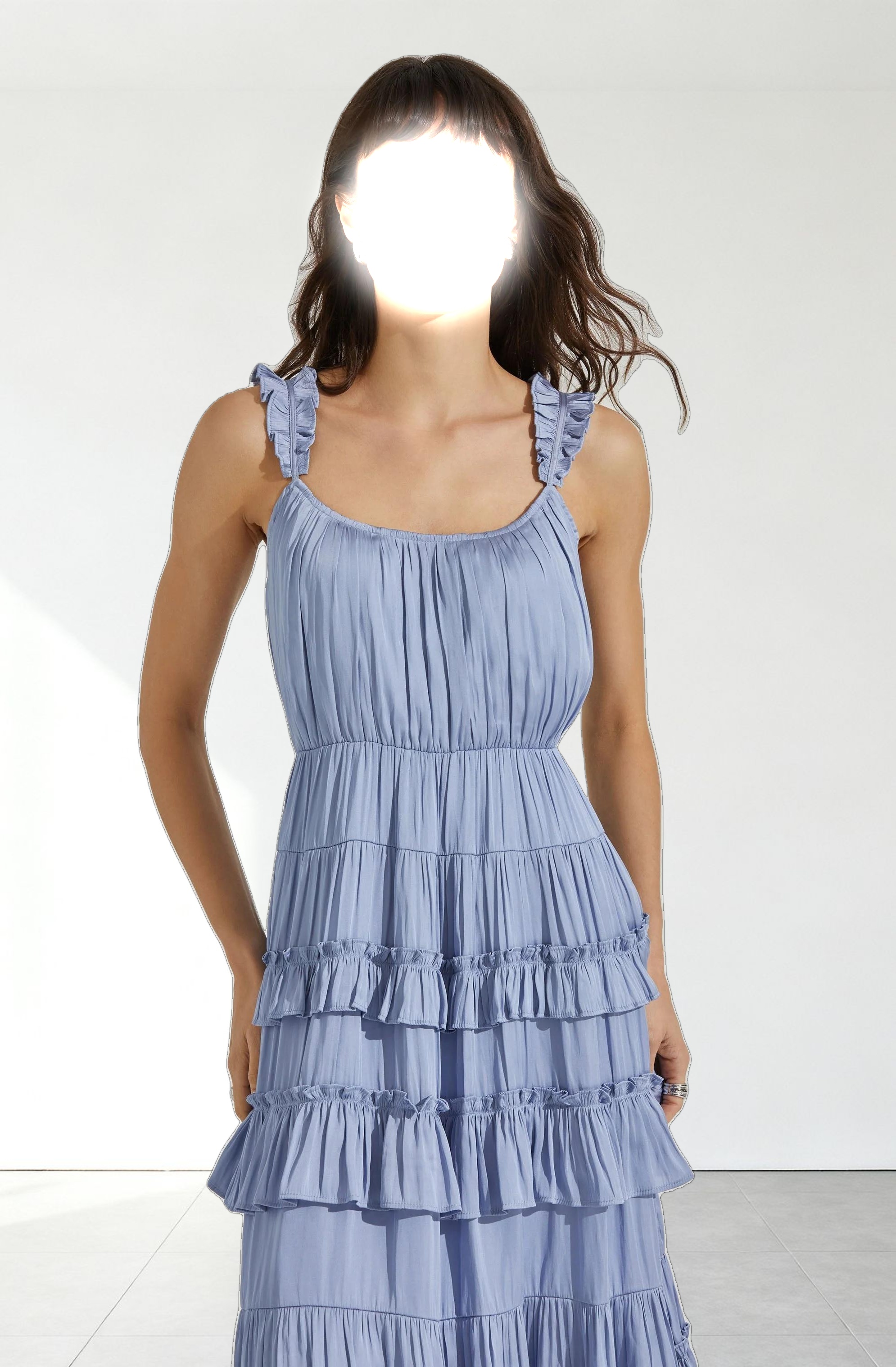 Satin Tiered Midi Dress