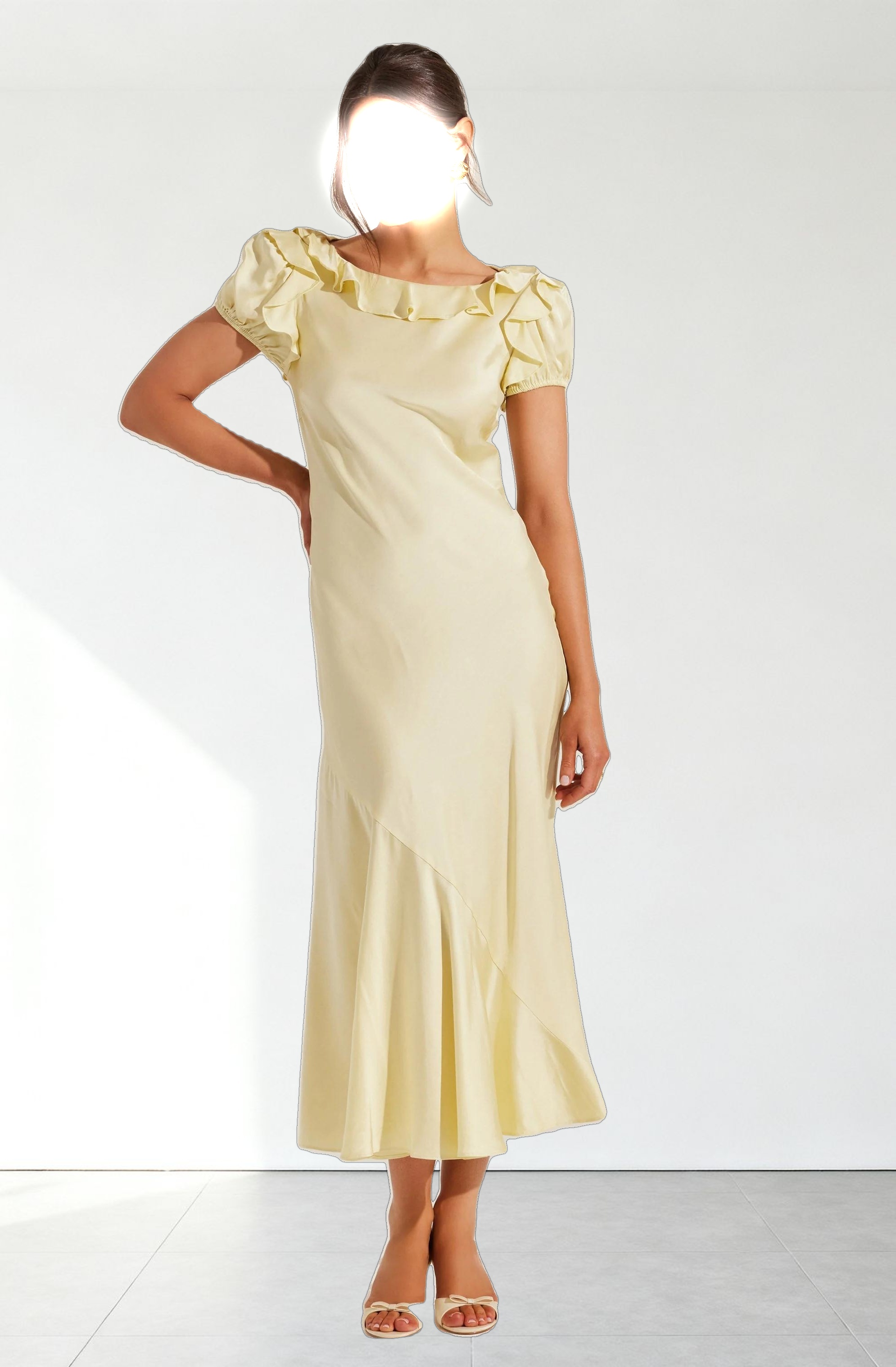 Auden Satin Ruffle Midi dress