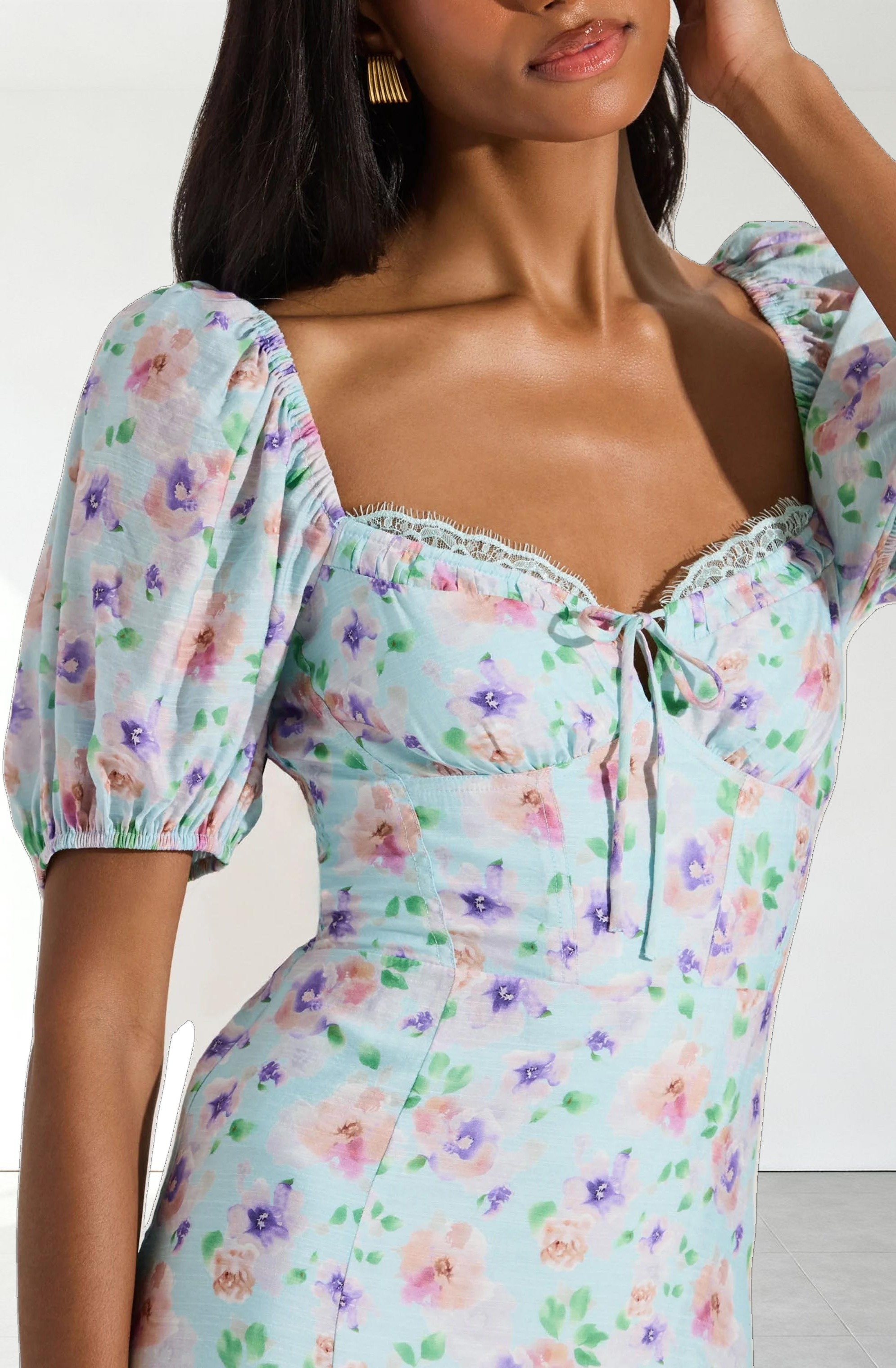 Lace Trim Bustier Midi Dress