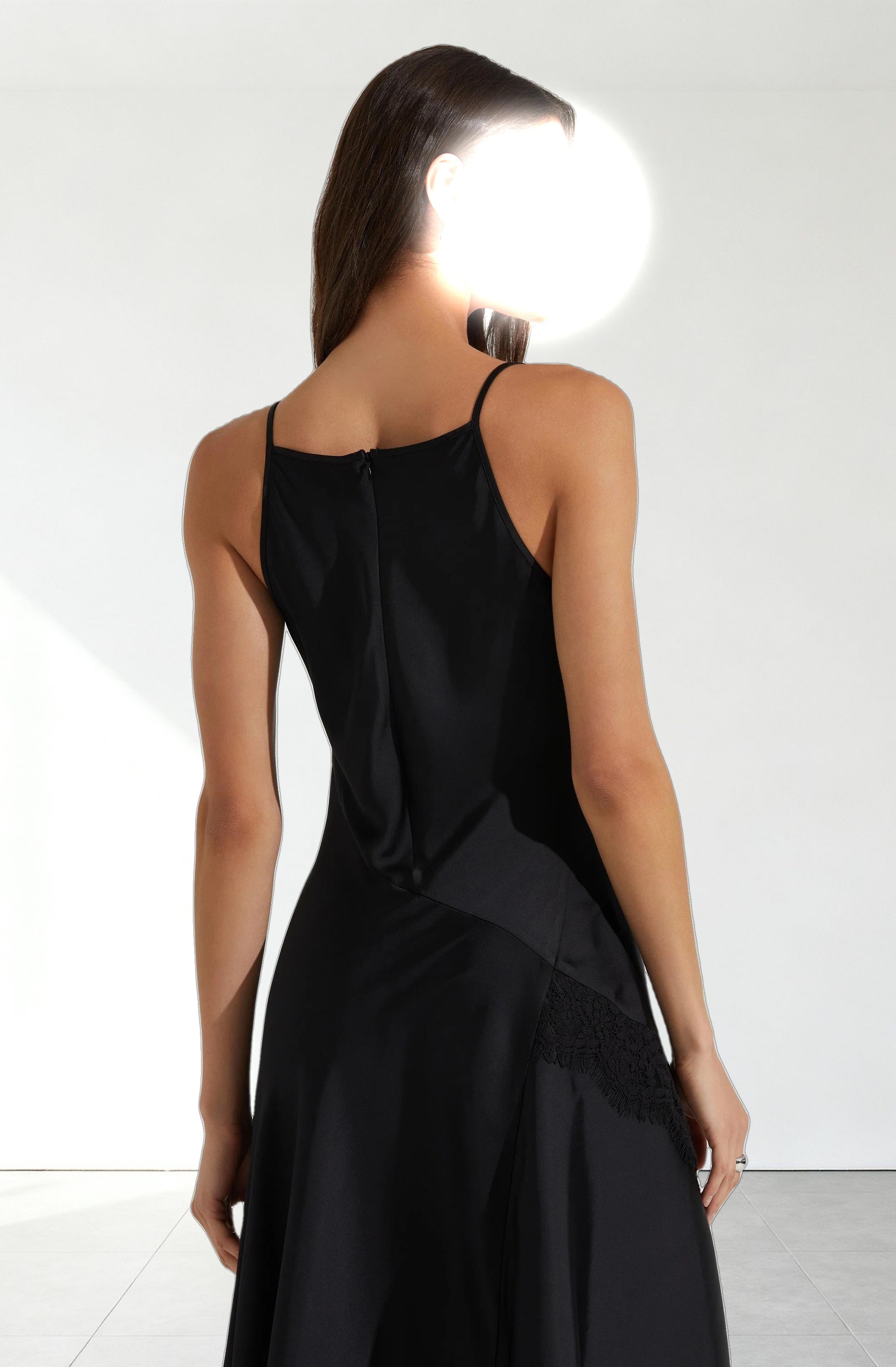 Ione Satin Lace Trim Dress