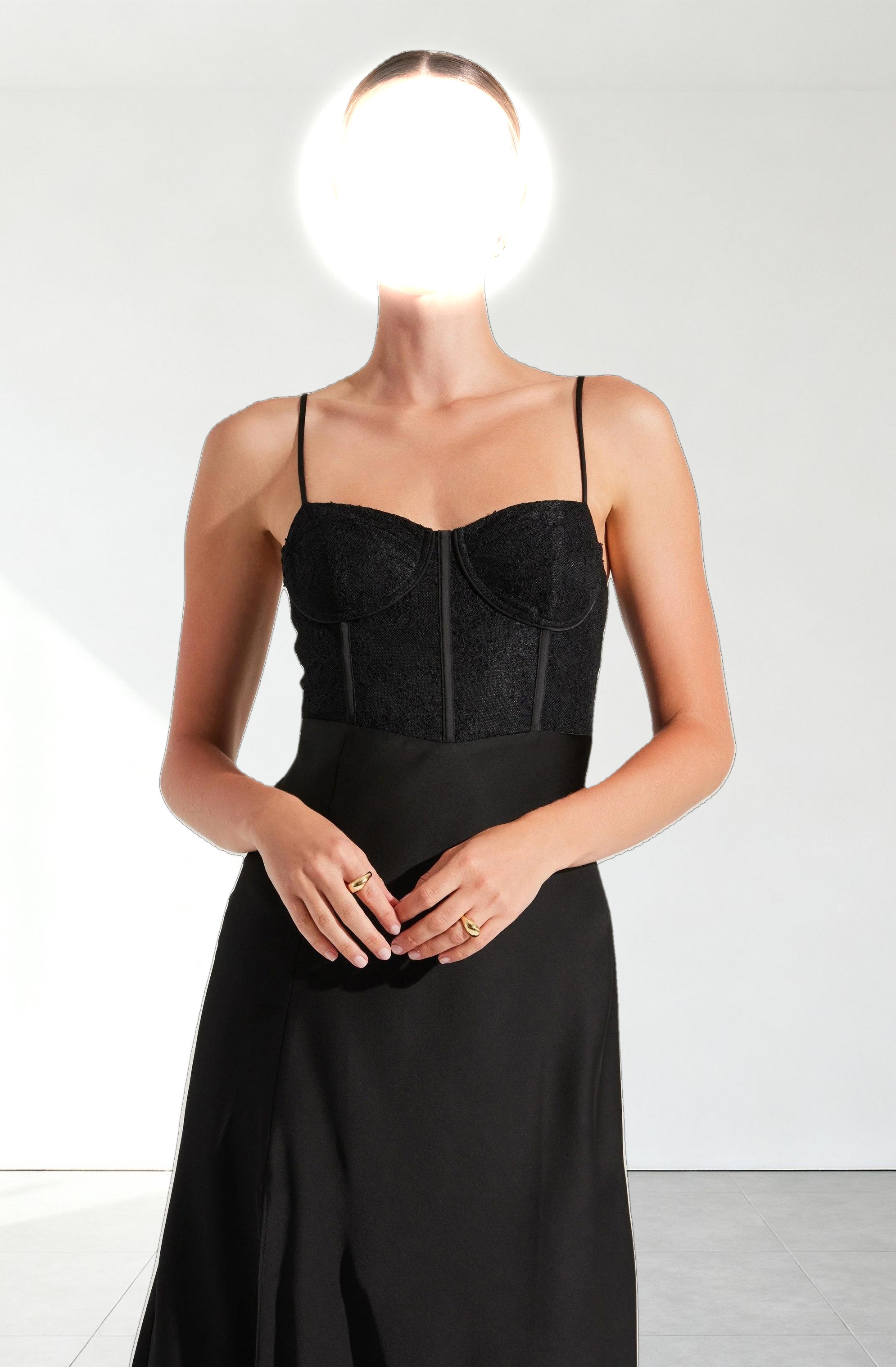 Lace Bustier Midi Dress