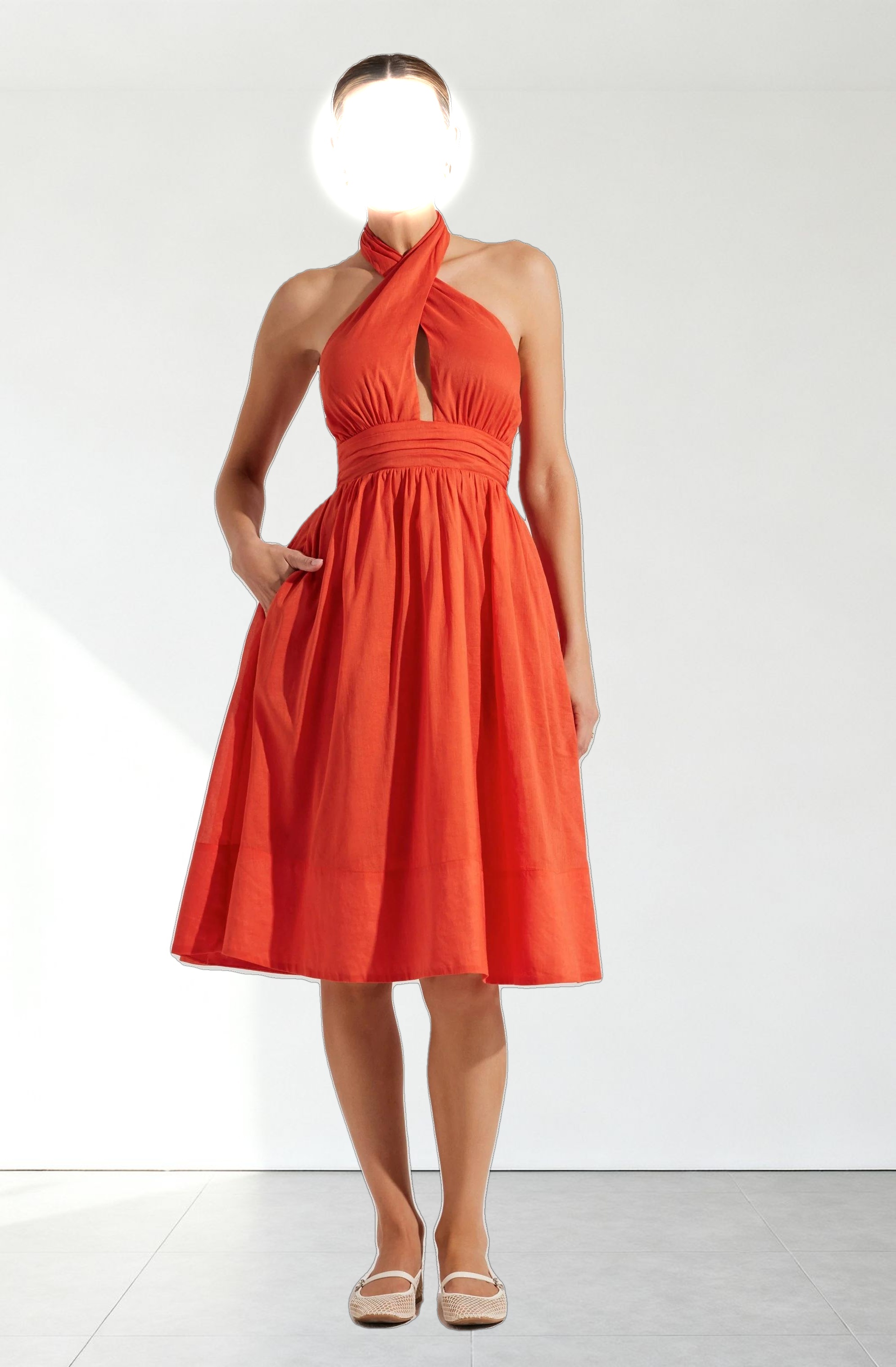 Kalia Crossover Halter Mini Dress