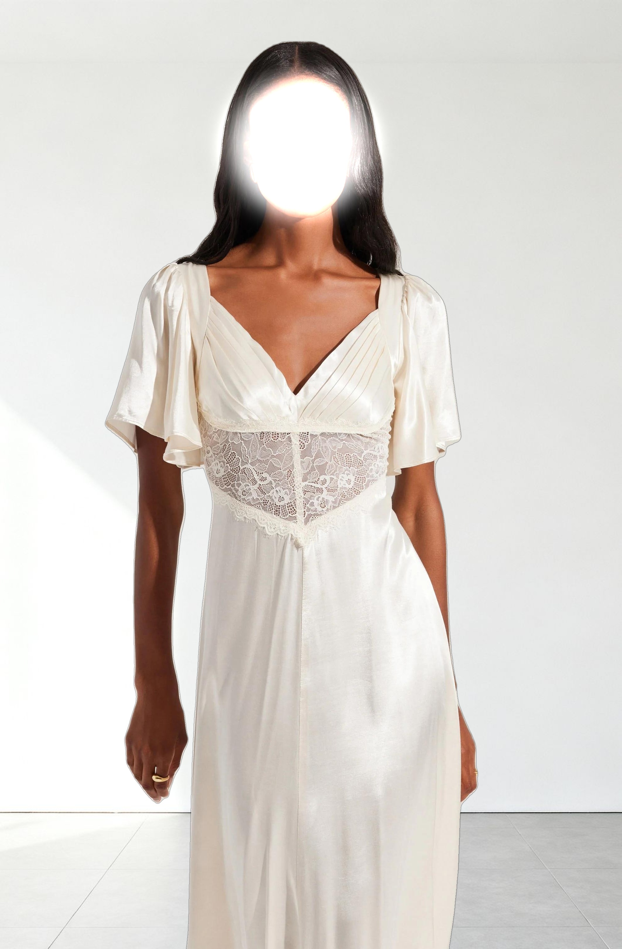 Aurelia Satin V-Neck Midi Dress