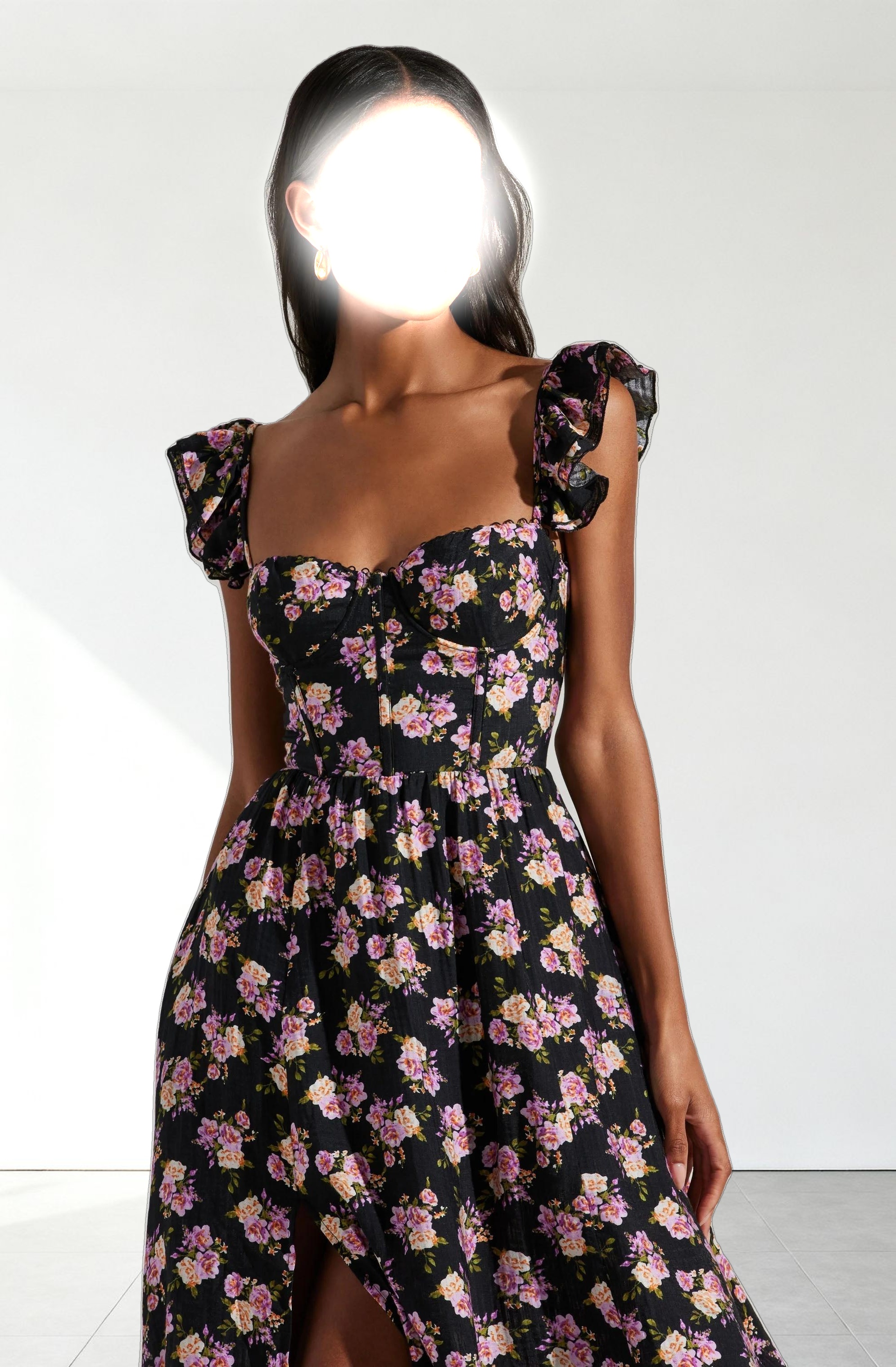 Wedelia Floral Bustier Midi Dress