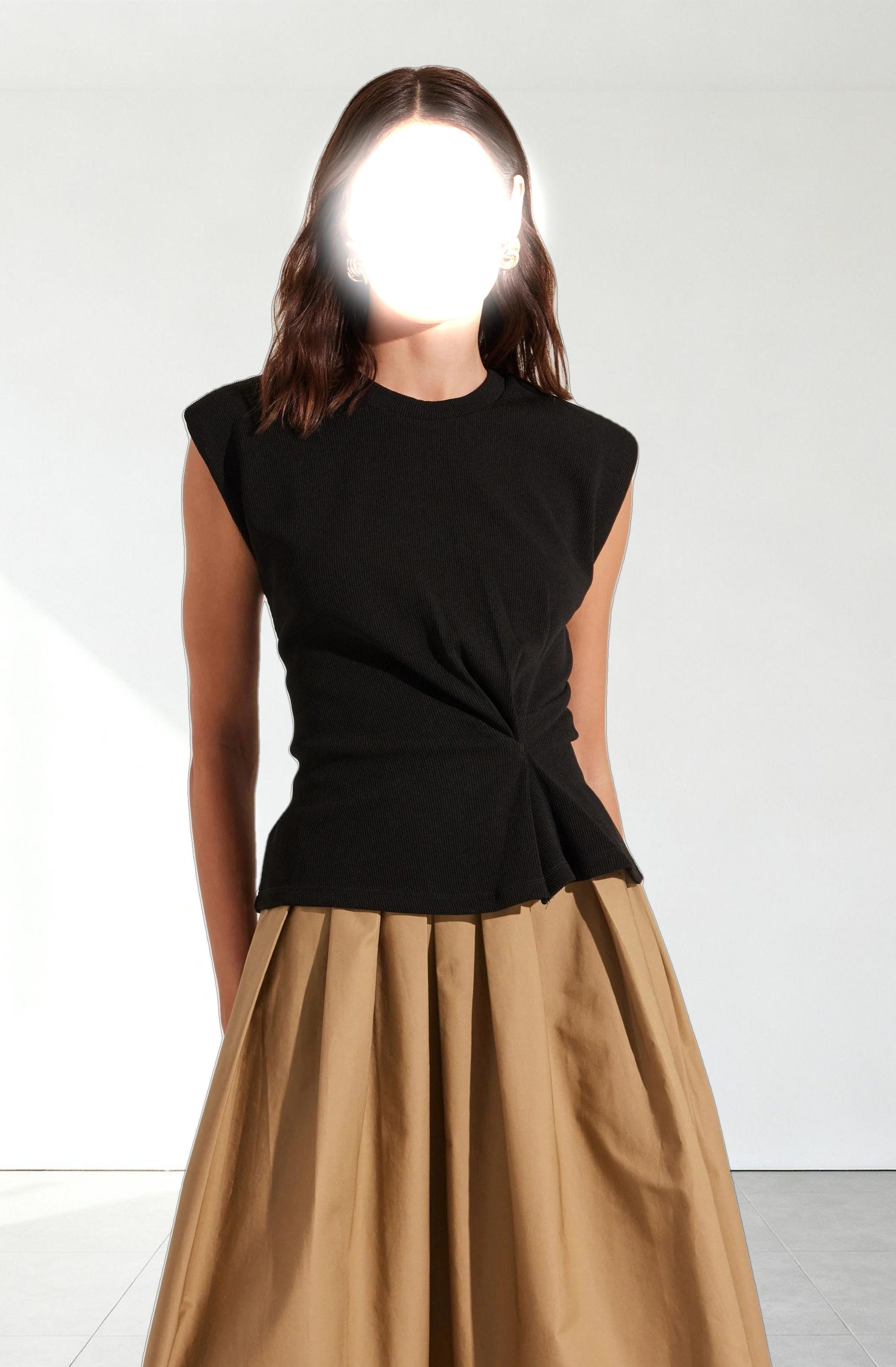 Cinched Waist Ribbed Knit Top