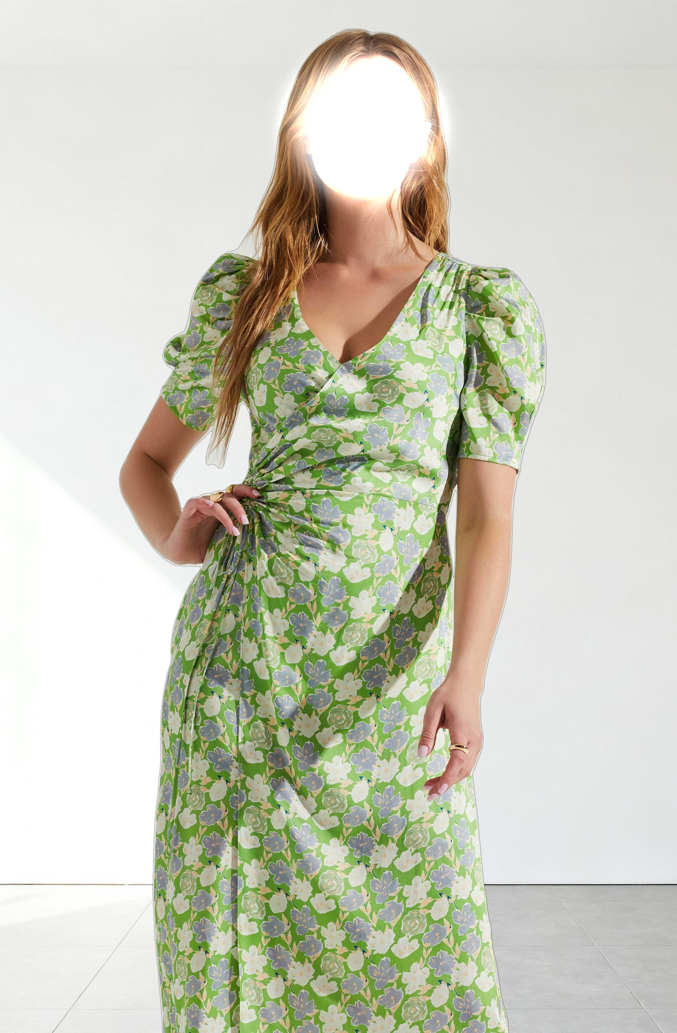 Martina Floral Ruched Midi Dress