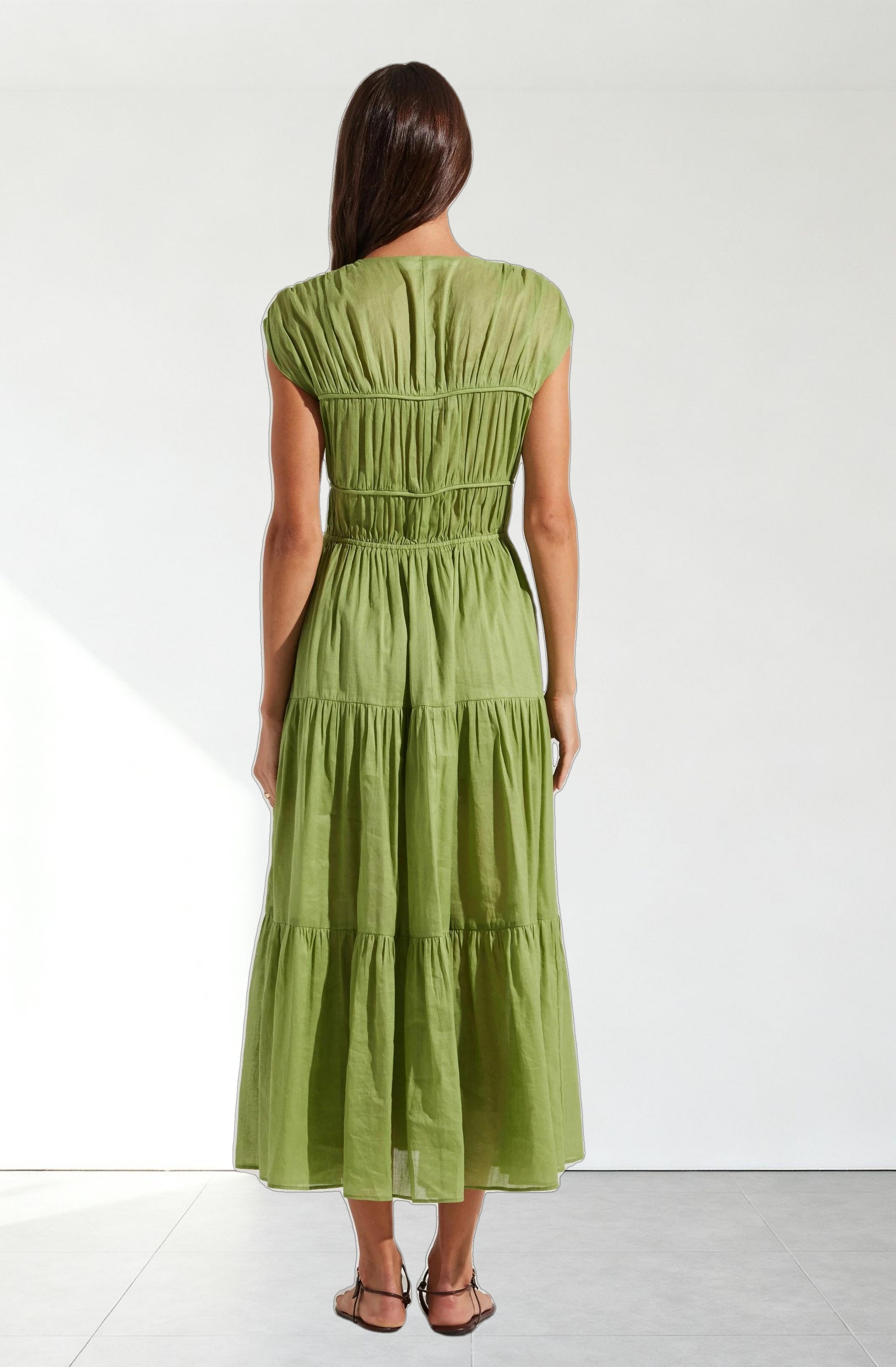Alexandria Shirred Tiered Midi Dress
