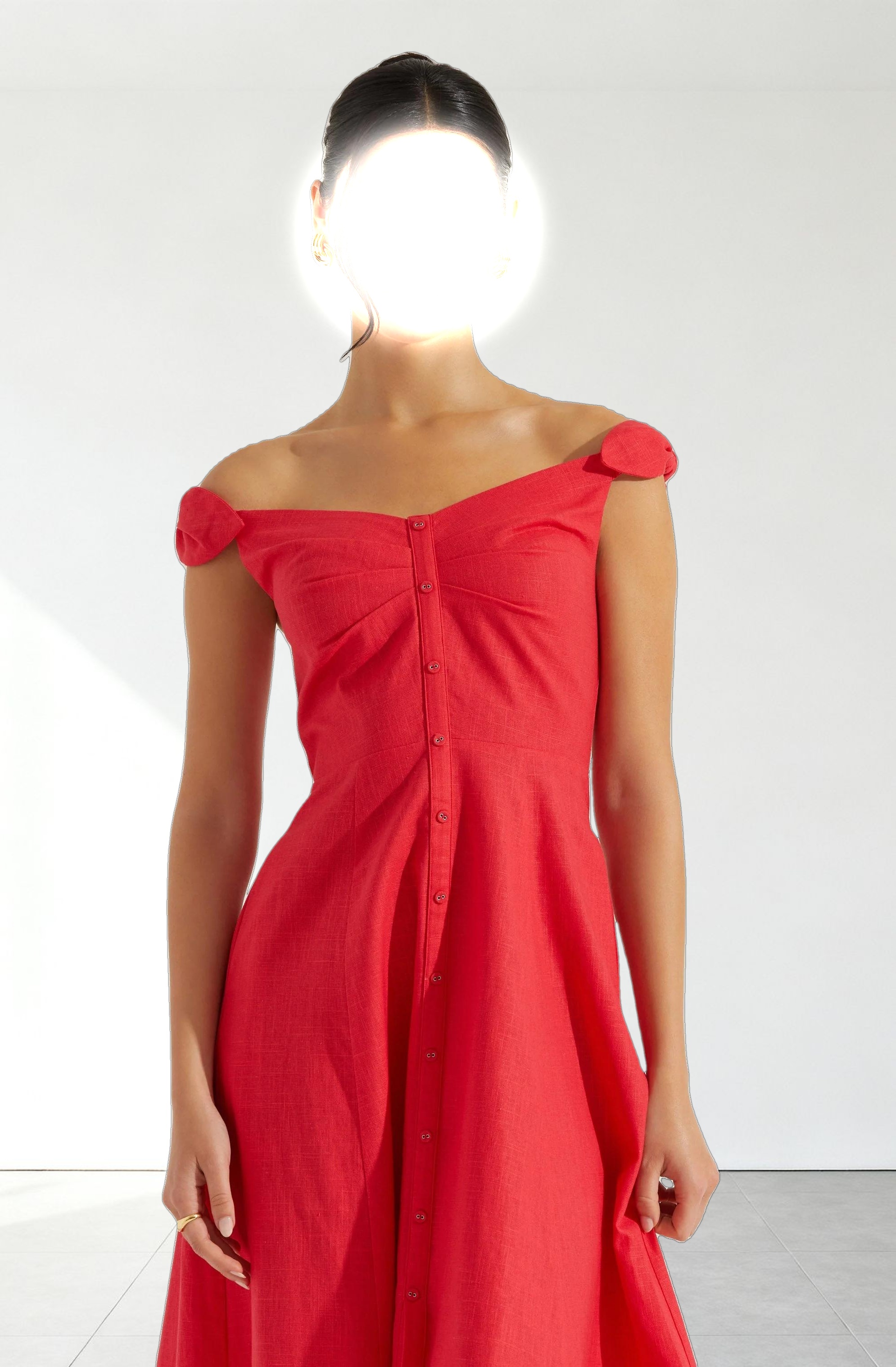 Charelin Linen Off Shoulder Dress