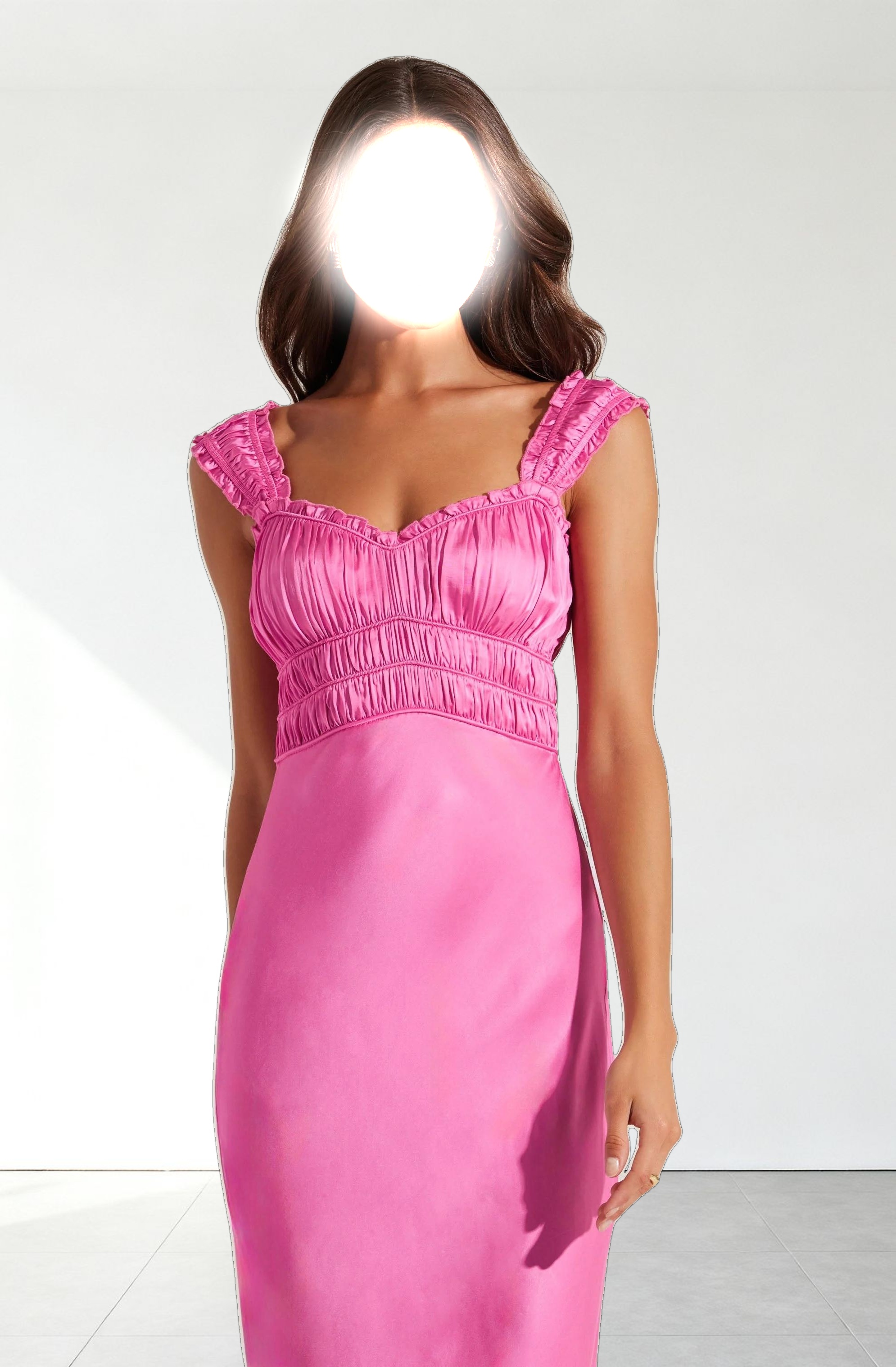 Enola Satin Smocked Midi Dress