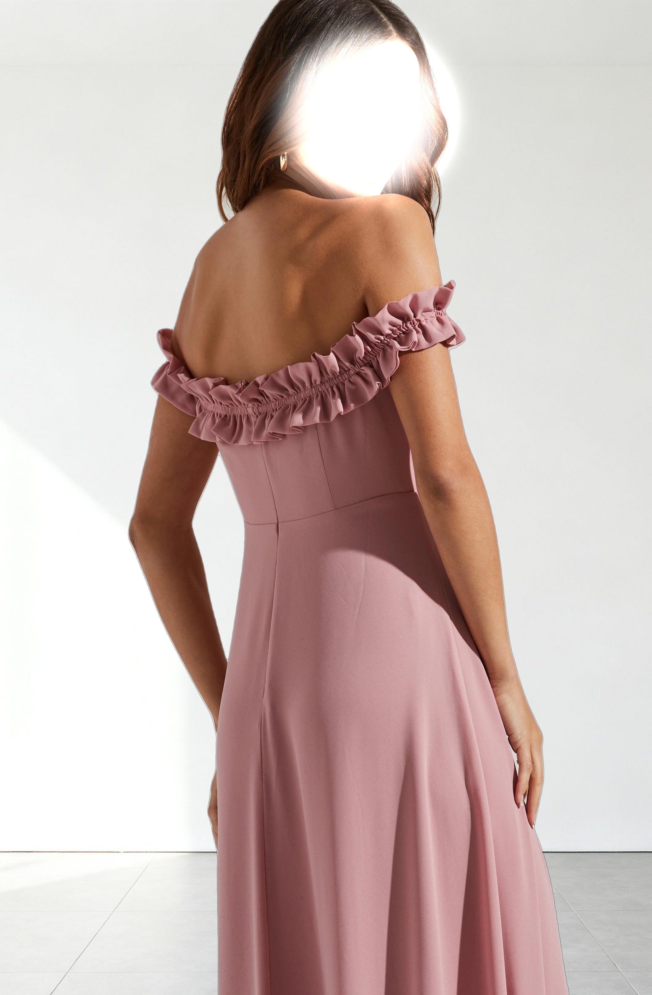 Venetia Off Shoulder Ruffle Trim Maxi Dress