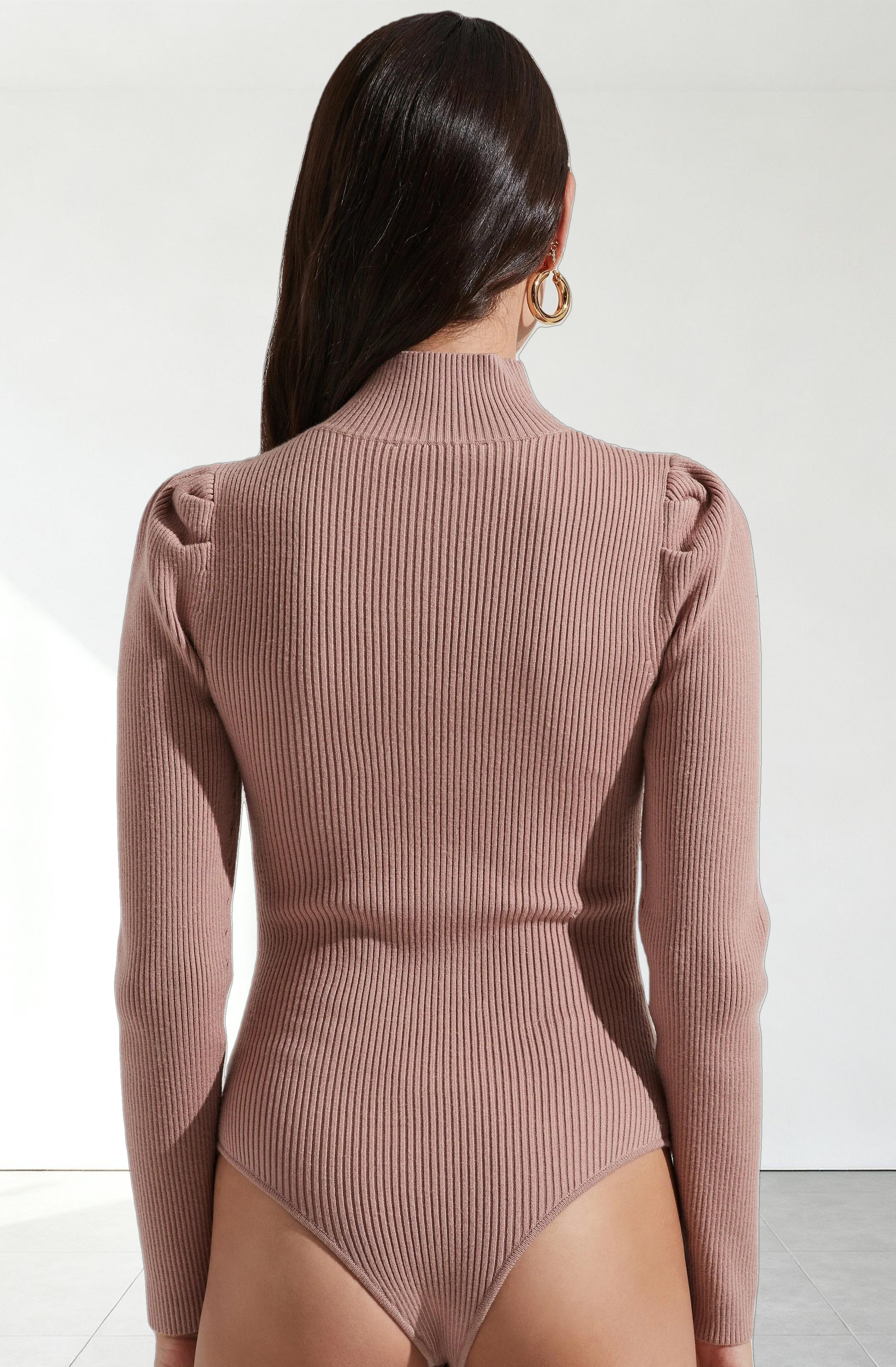 Front Cutout Long Sleeve Sweater Bodysuit