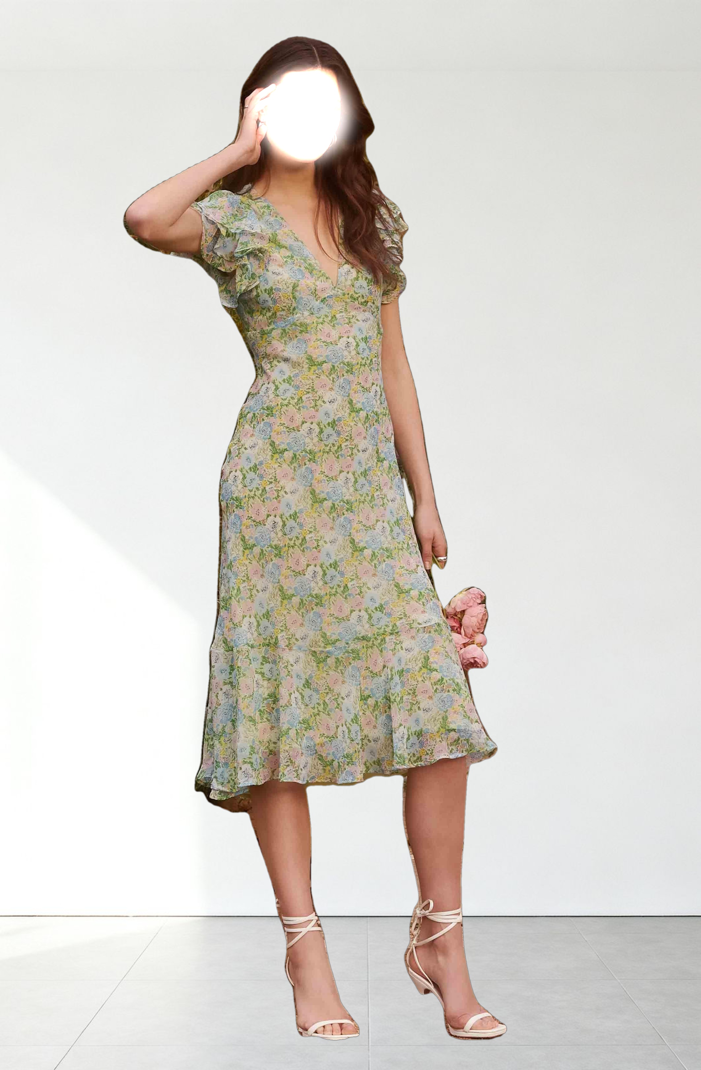 Celestine Floral Ruffle Midi Dress