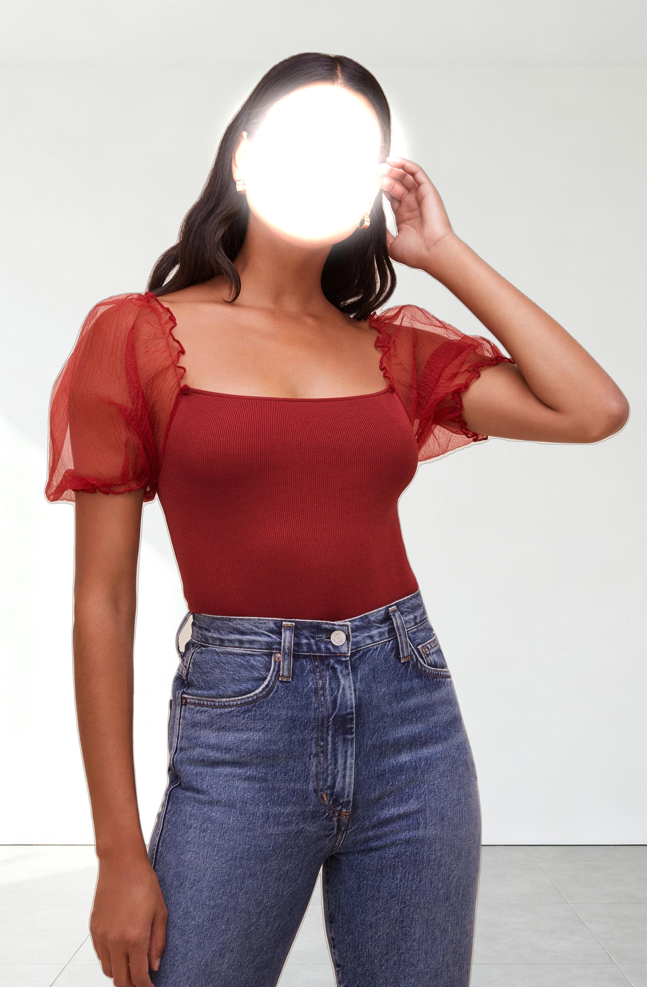 Darling Sheer Puff Sleeve Bodysuit