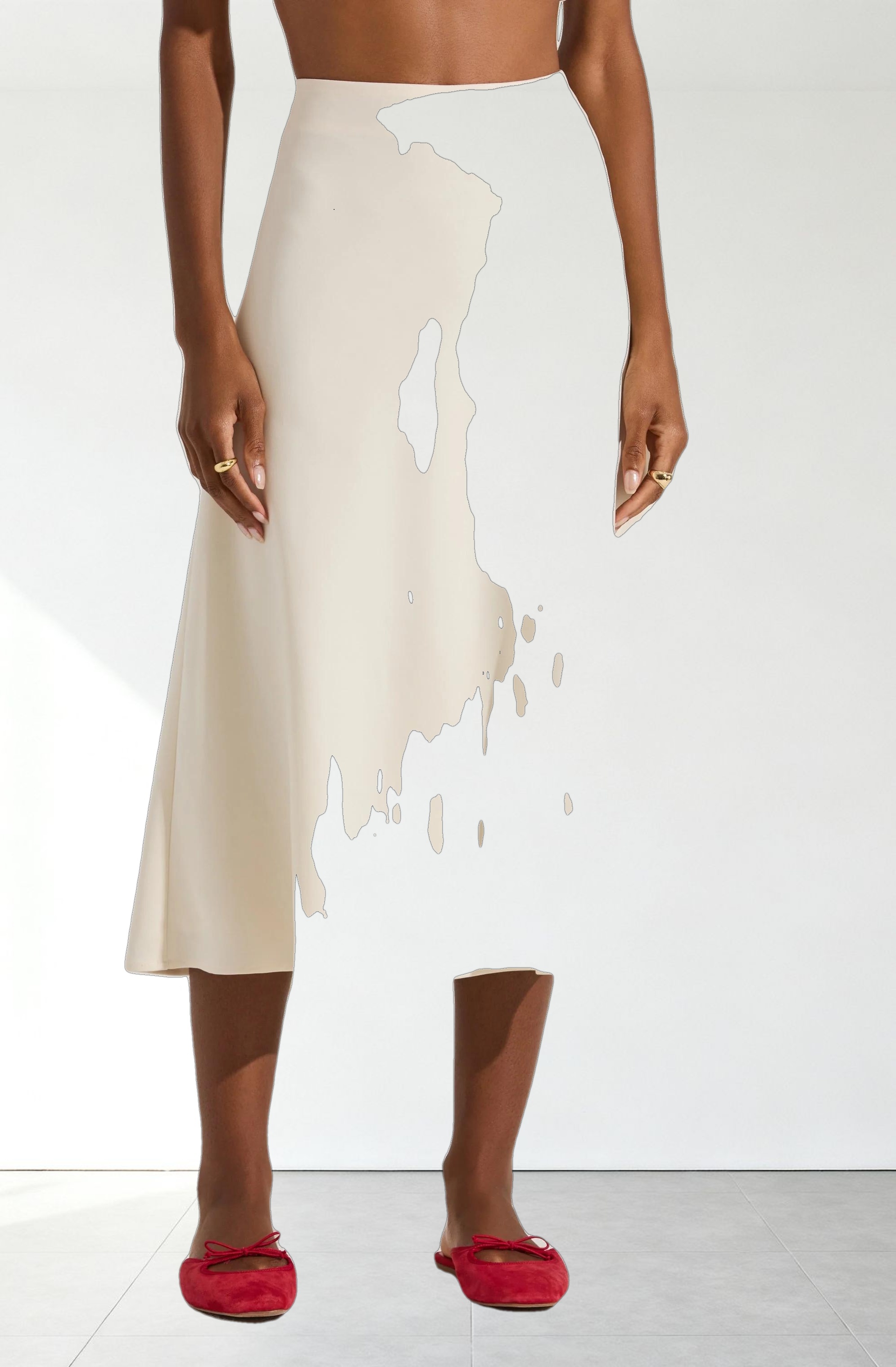 Woven A-Line Midi Skirt