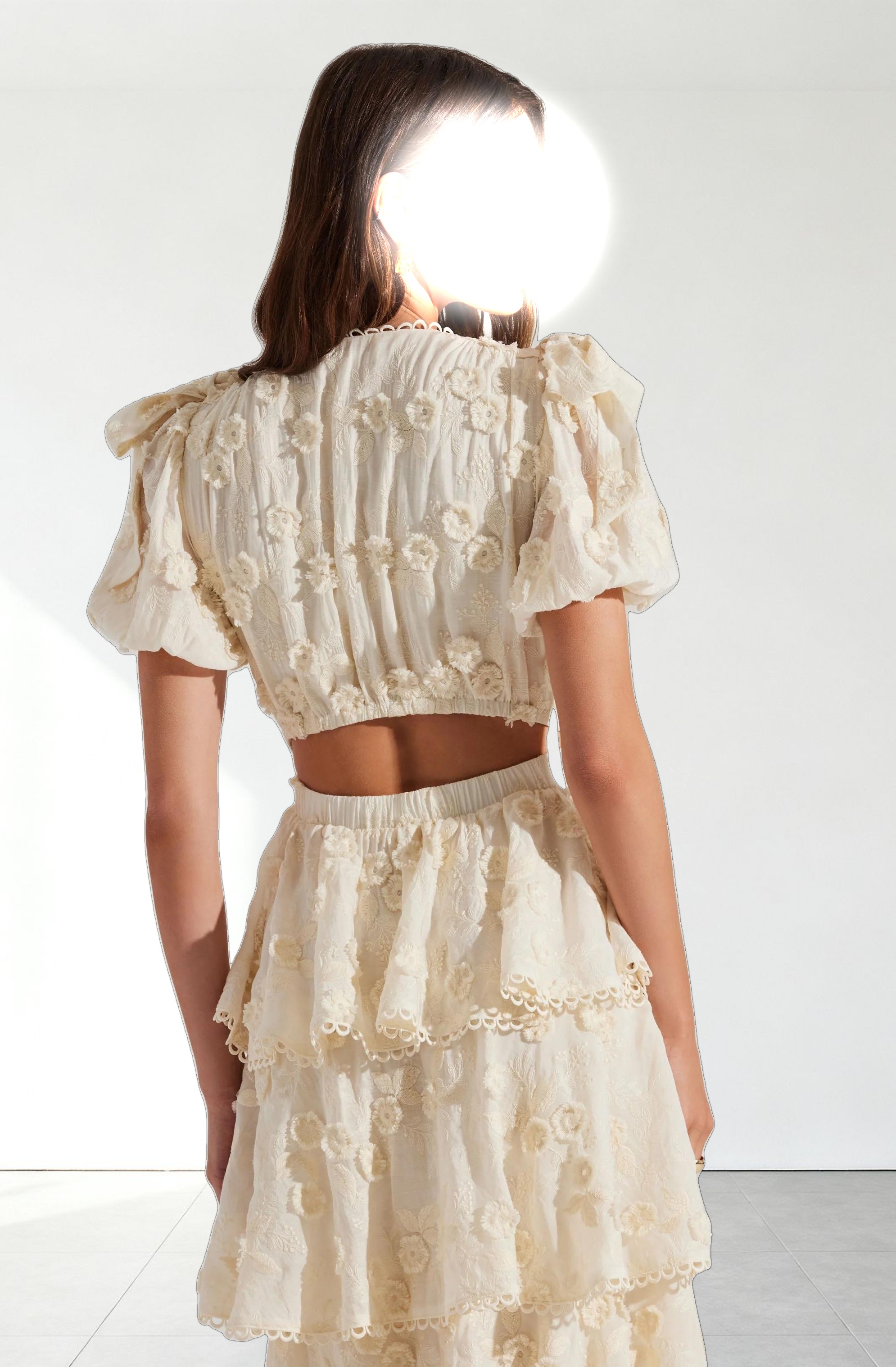 Arianell Embroidered Floral Tiered Dress