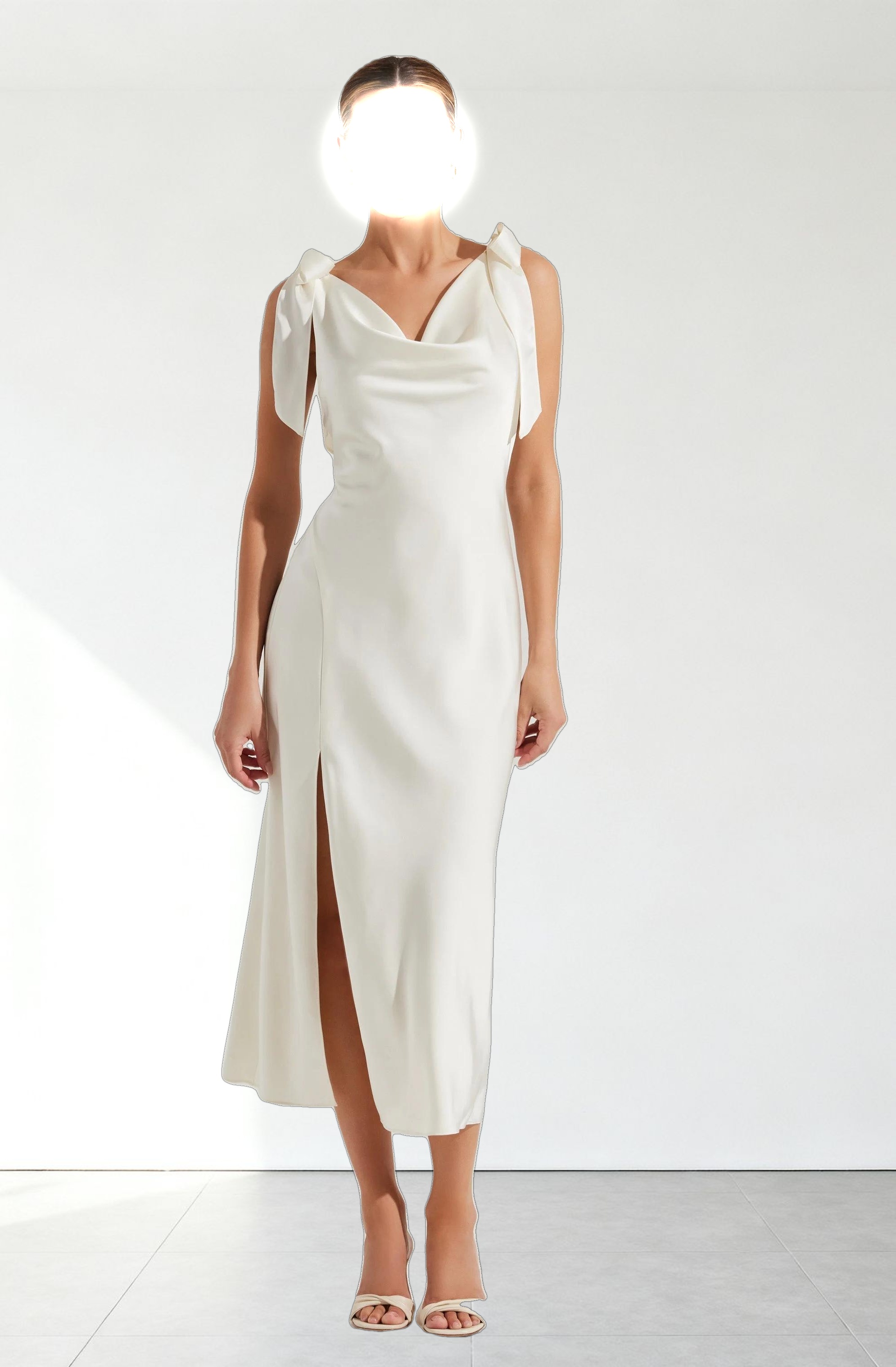 Allexina Satin Midi Dress