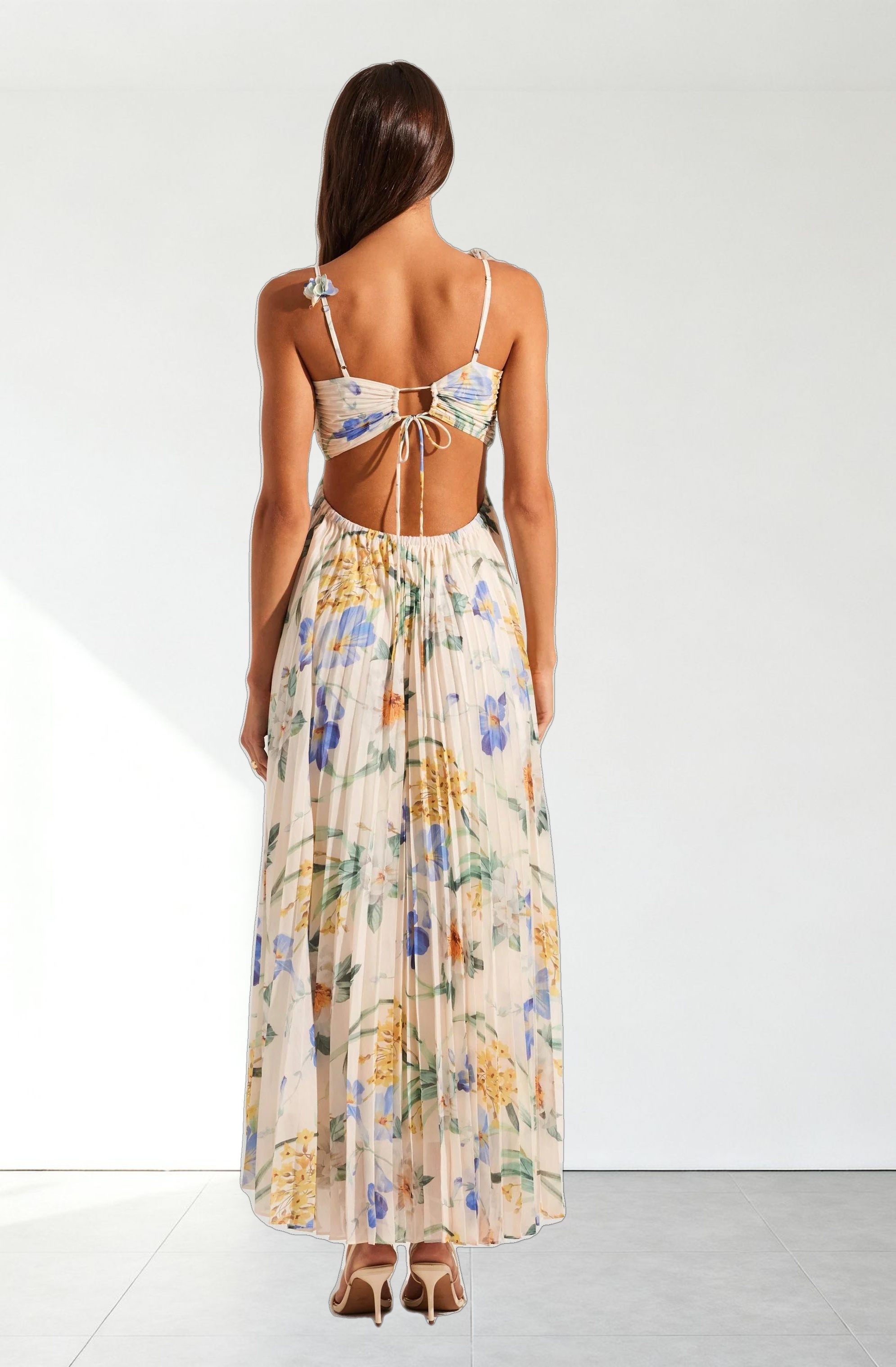 Emese Floral Pleated Maxi Dress