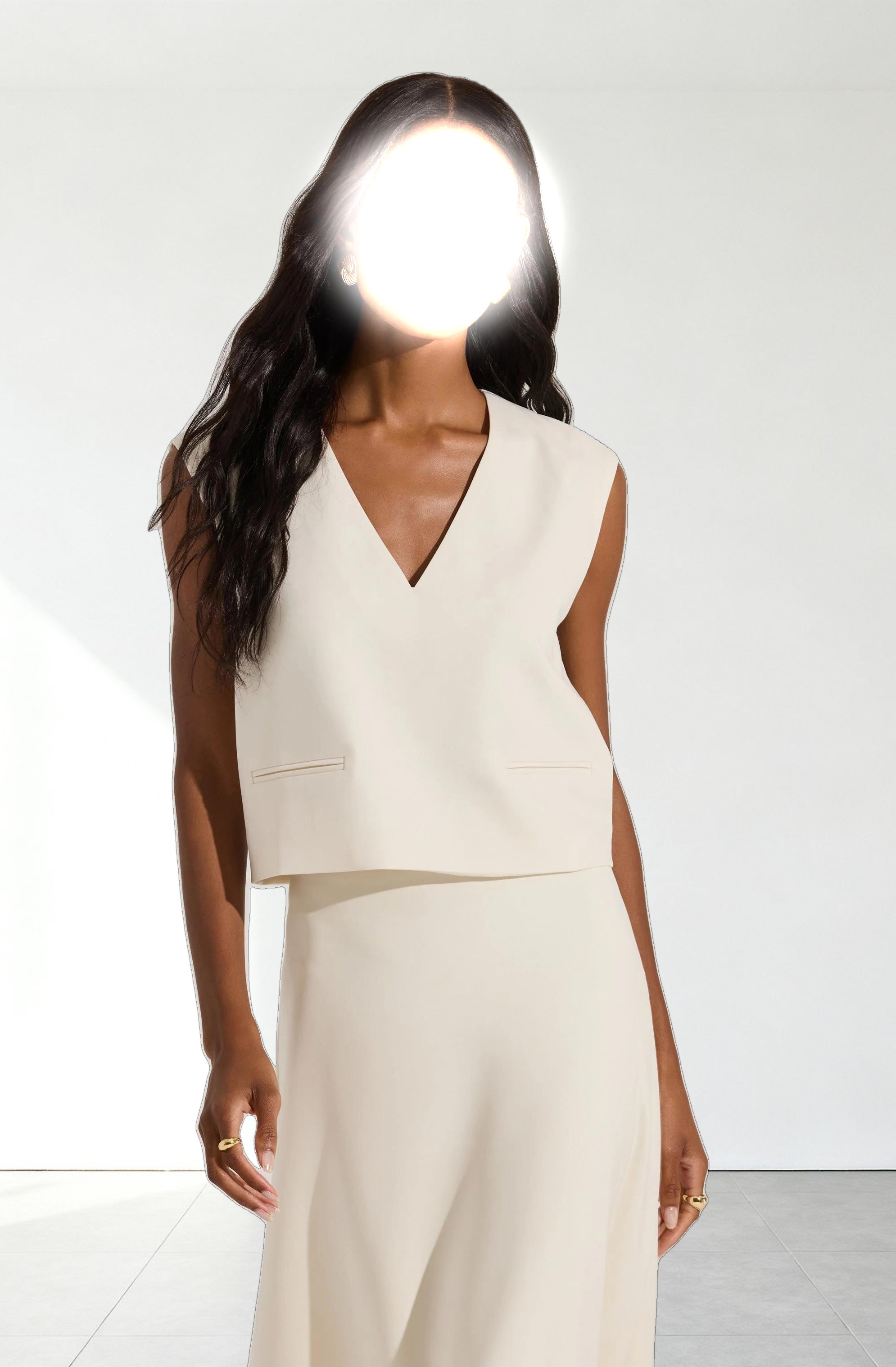 V-neck Tailored Sleeveless Top