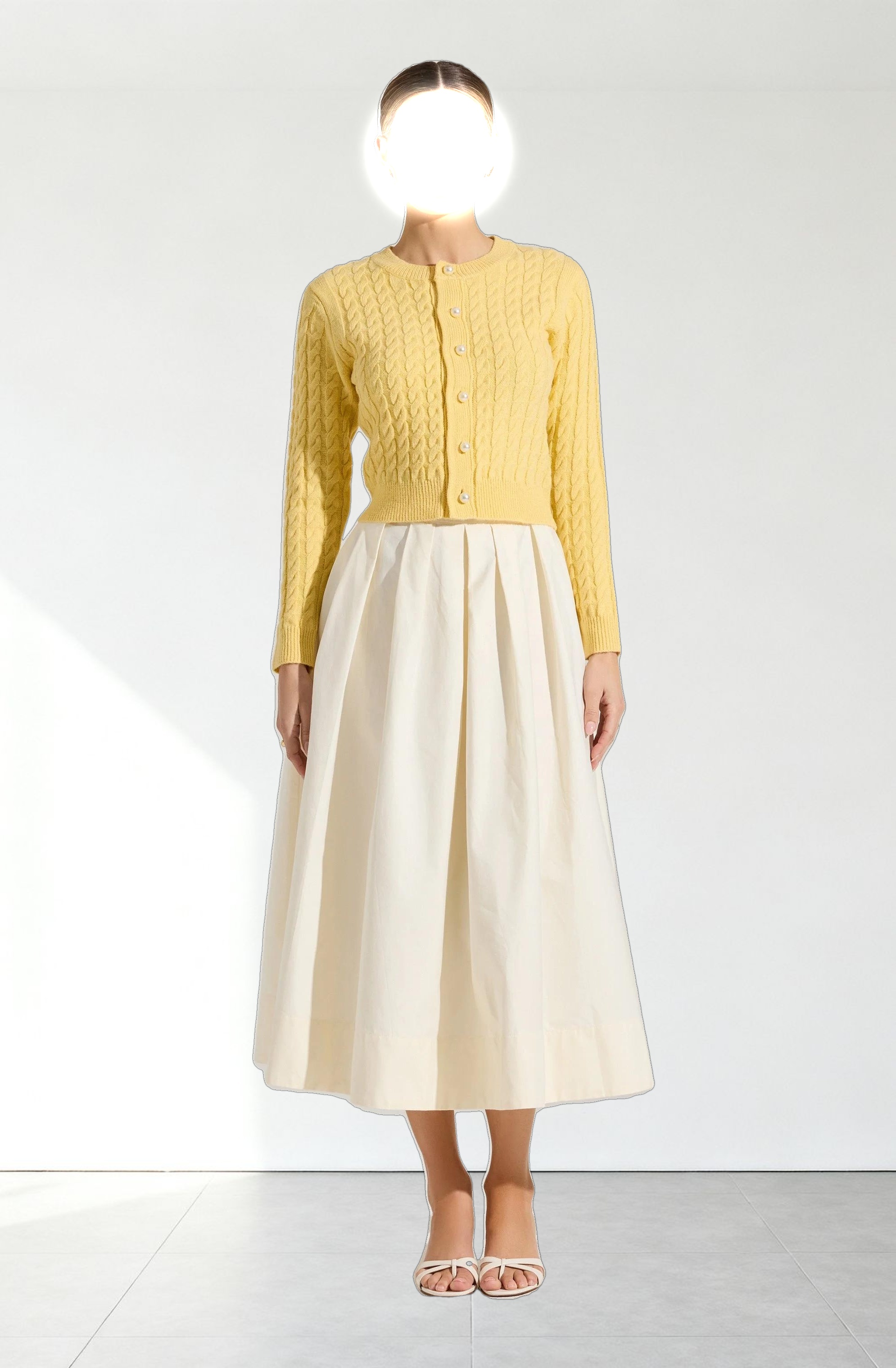 Full Flared Poplin Midi Skirt