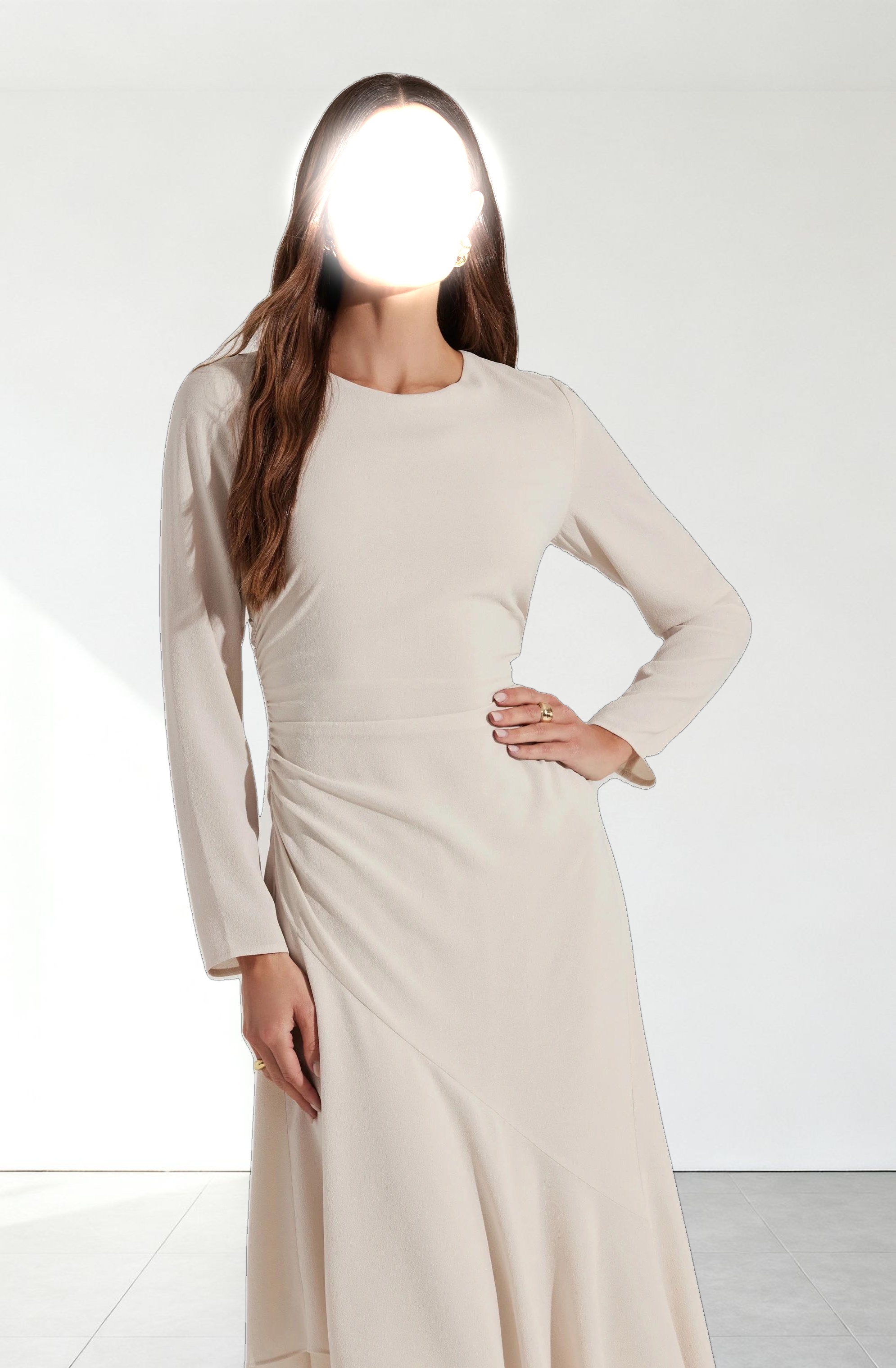Long Sleeve Asymmetrical Hem Dress