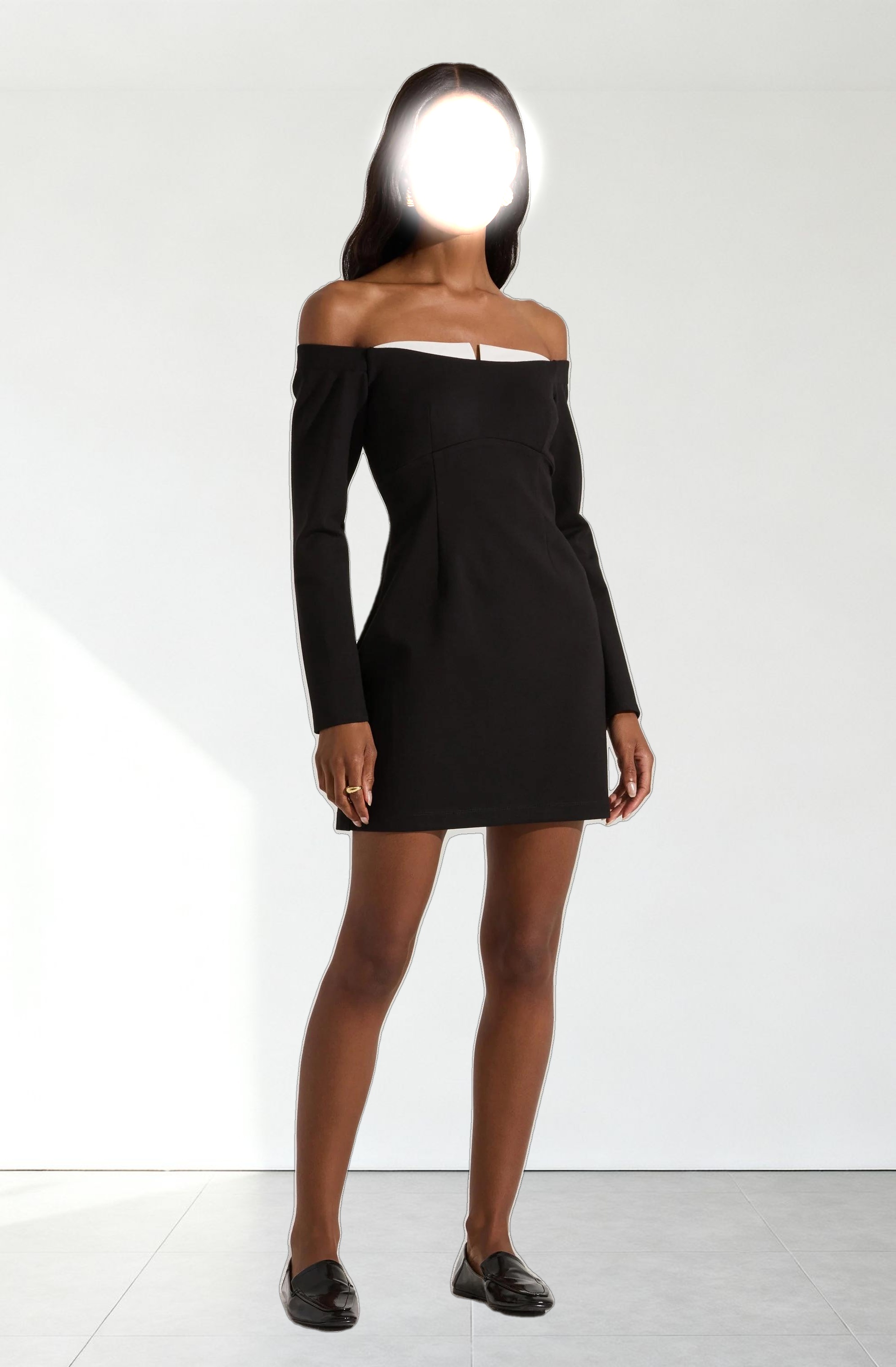 Off Shoulder Contrast Mini Dress