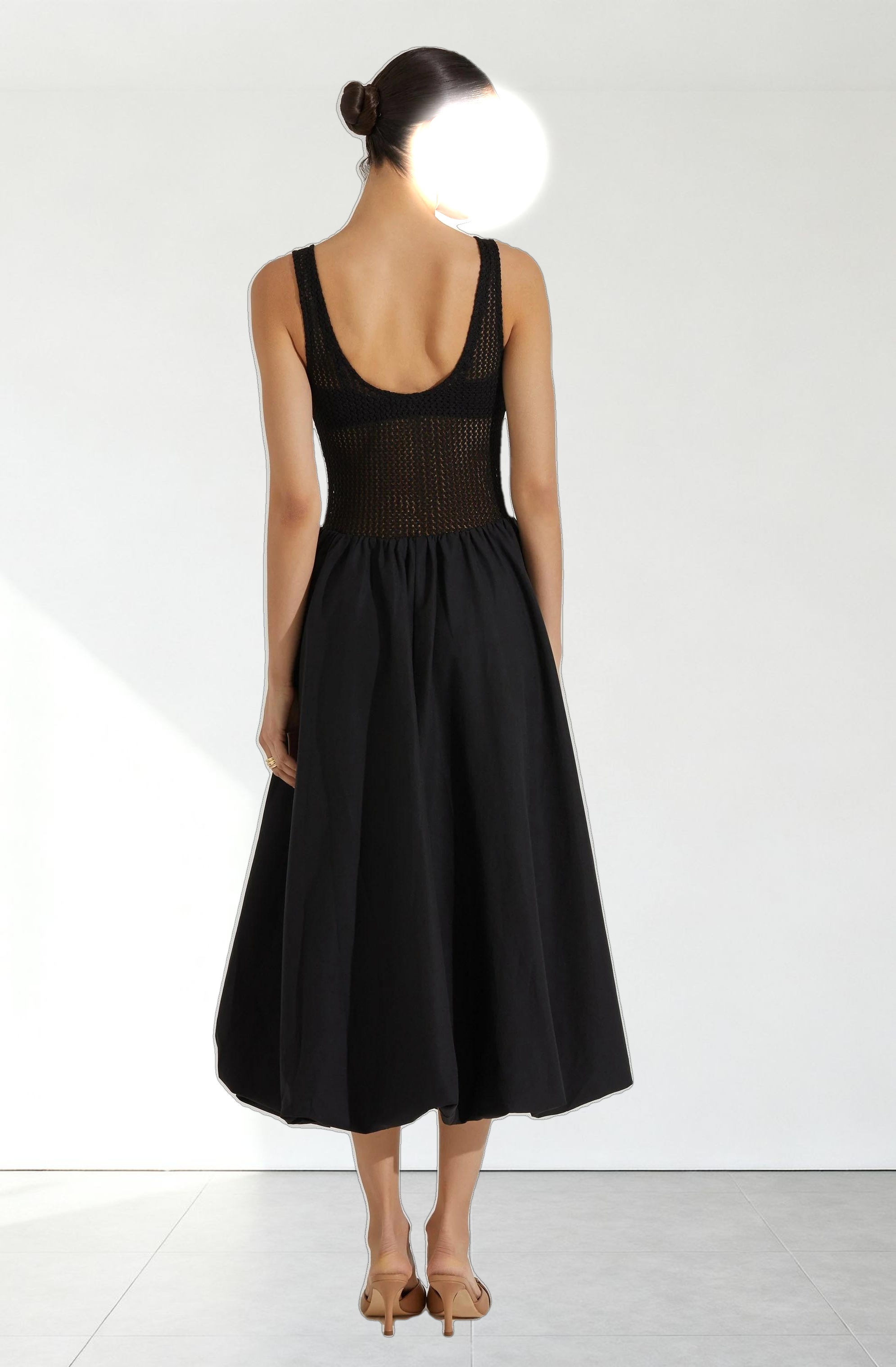 Contrast Bubble Hem Midi Dress