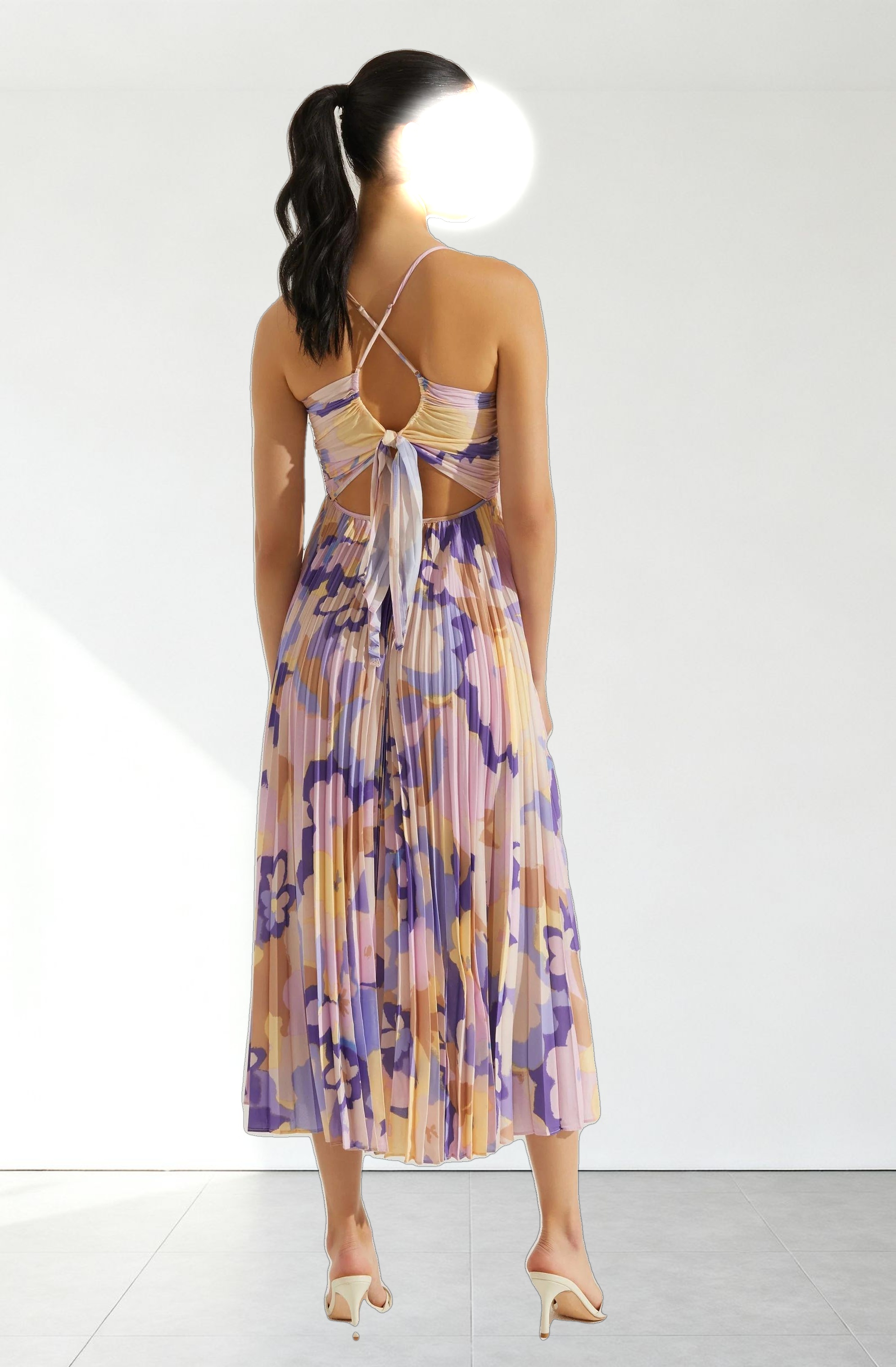 Blythe Floral Plisse Midi Dress