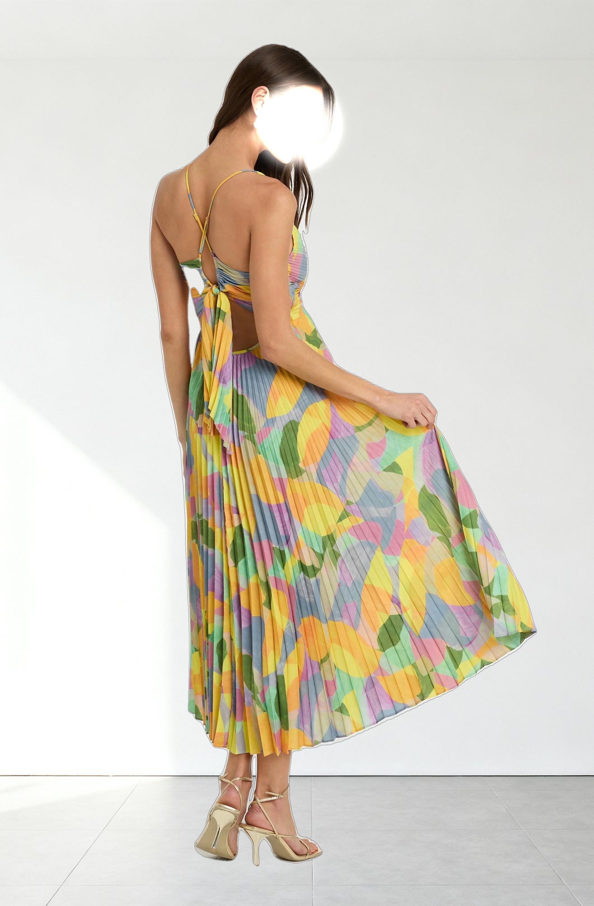 Blythe Floral Plisse Midi Dress