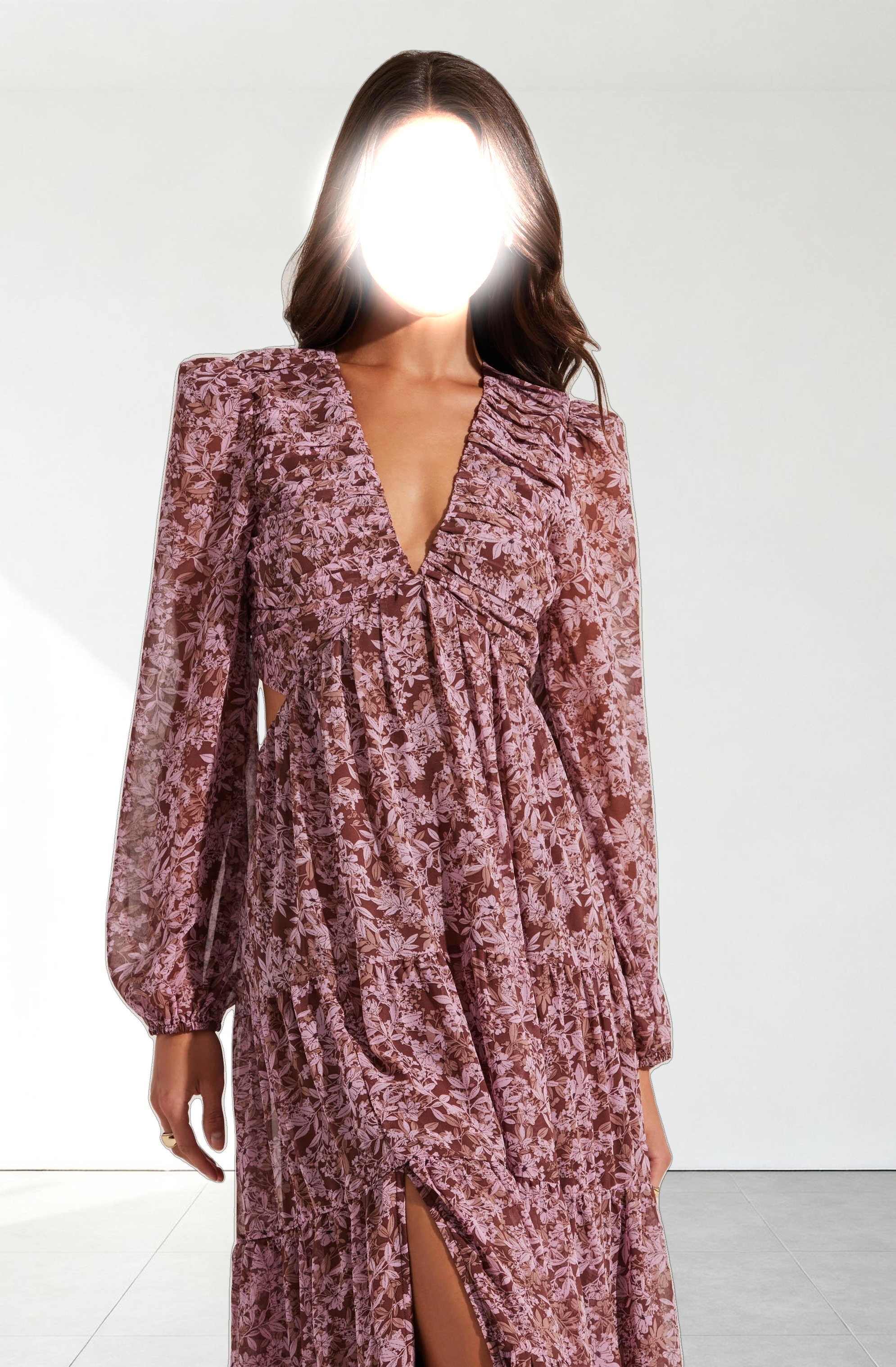 V-Neck Cutout Midi Dress