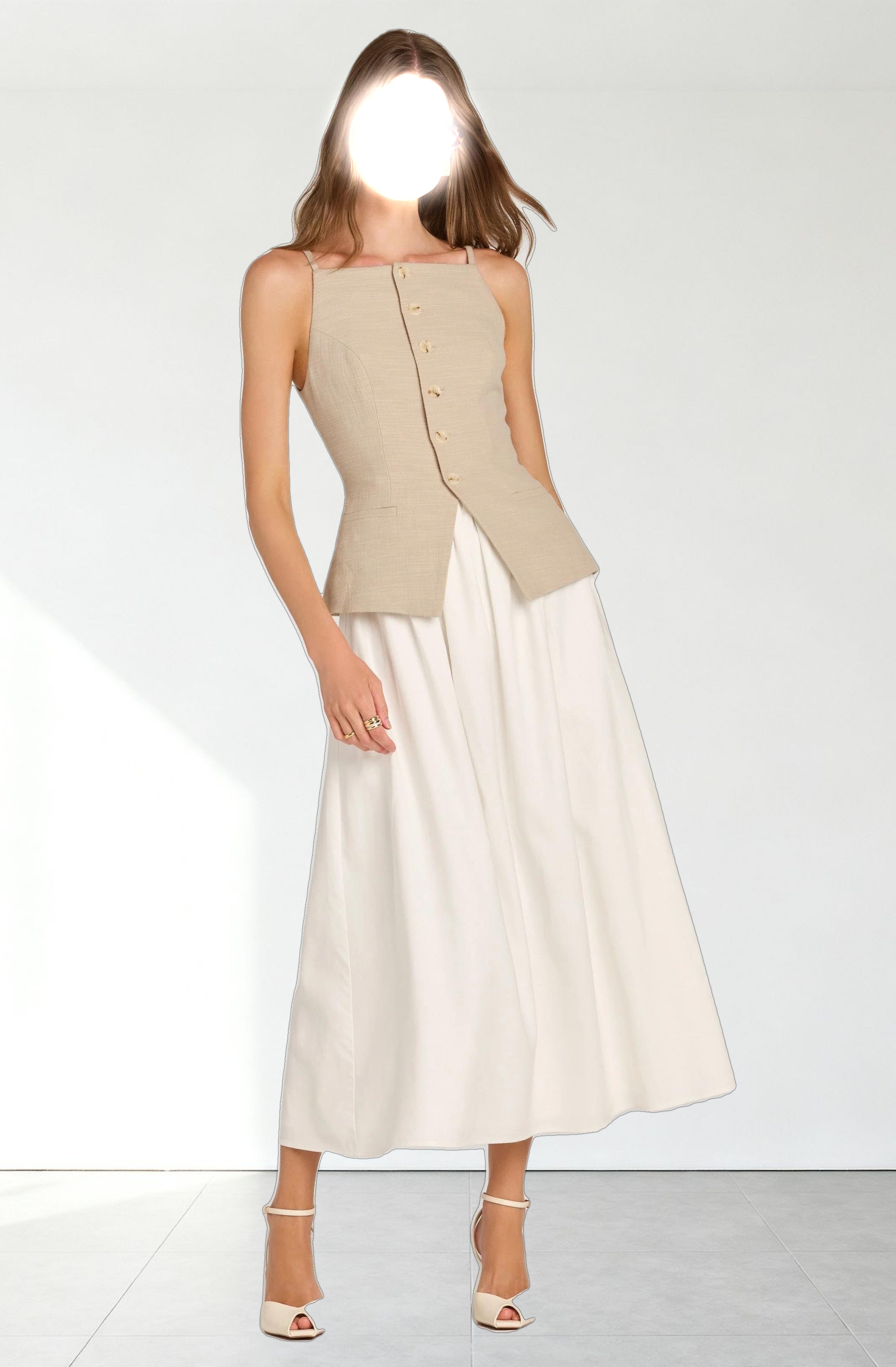 Longline Vest Mixed Media Dress