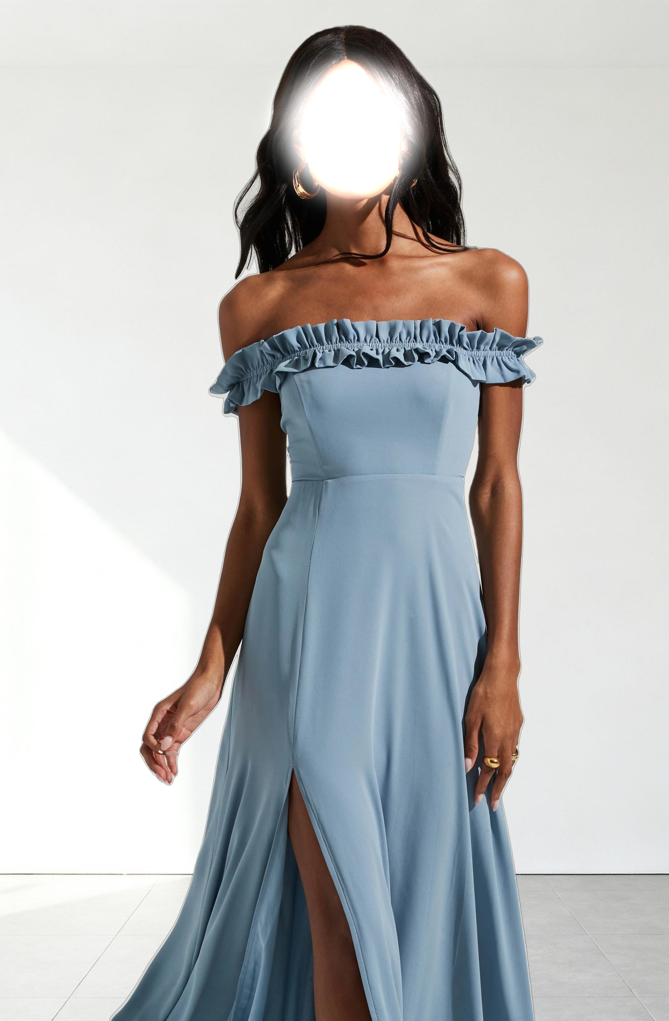 Venetia Off Shoulder Ruffle Trim Maxi Dress
