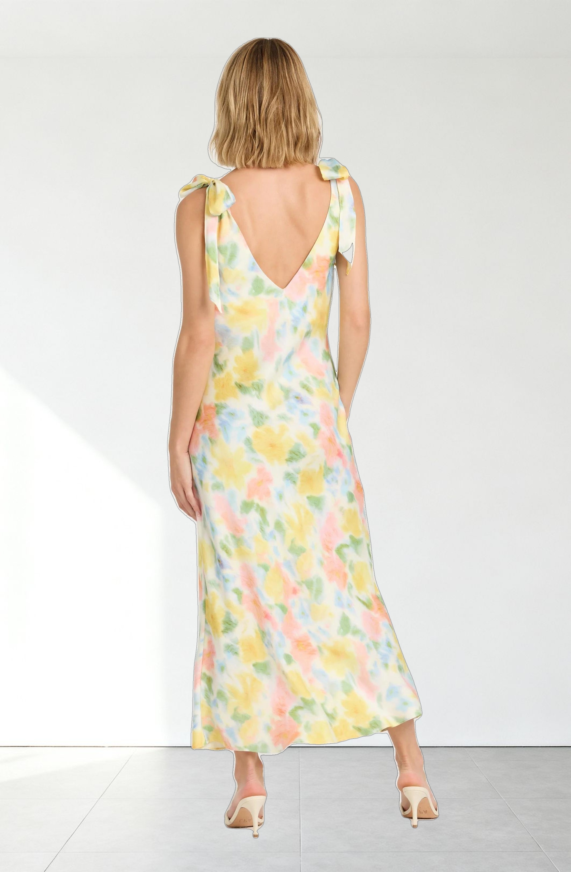 Allexina Satin Cowl Neck Midi Dress