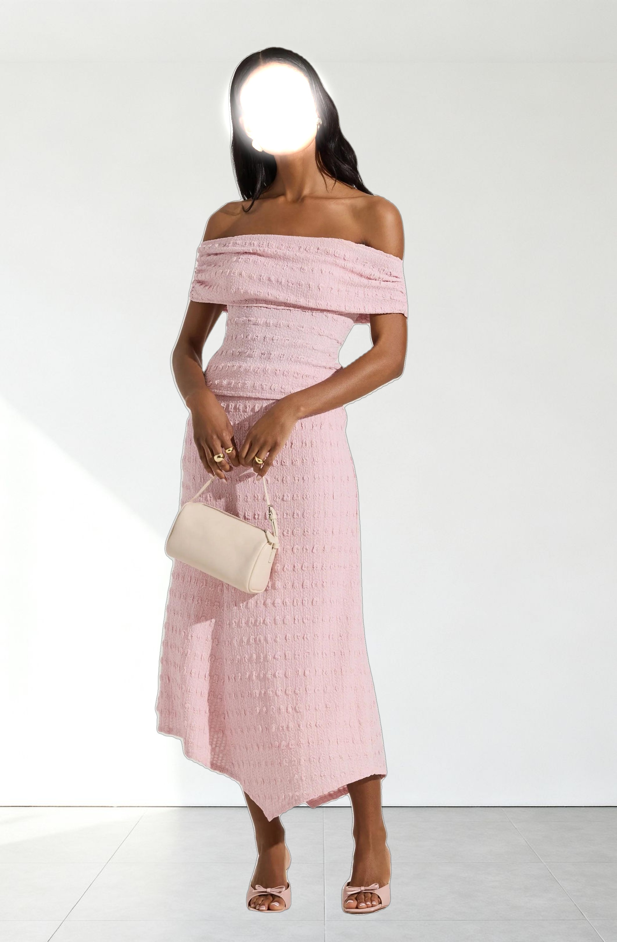 Off Shoulder Textured Knit Top